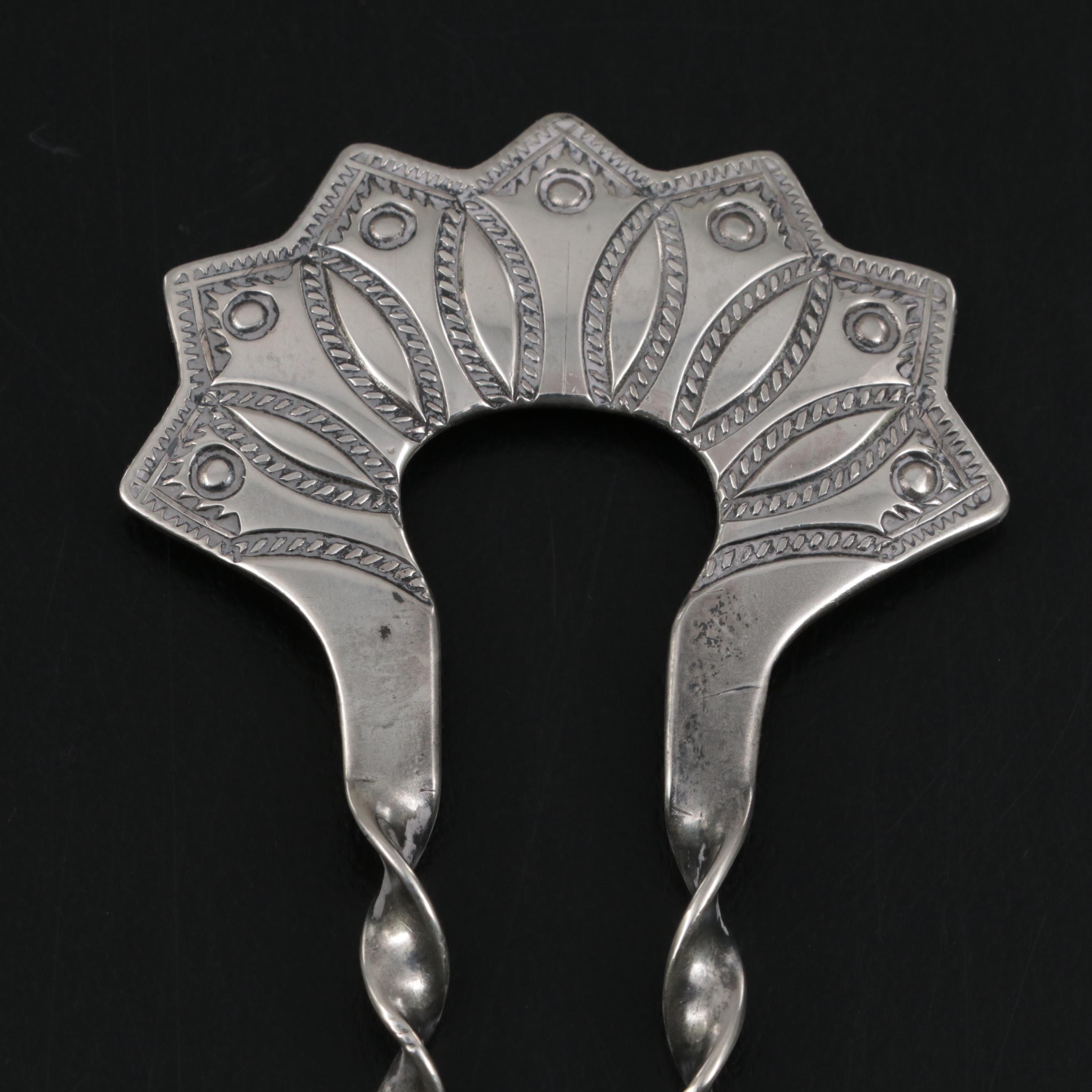 Kenneth Begay Navajo Diné White Hogan Sterling Silver Double Hair Pin