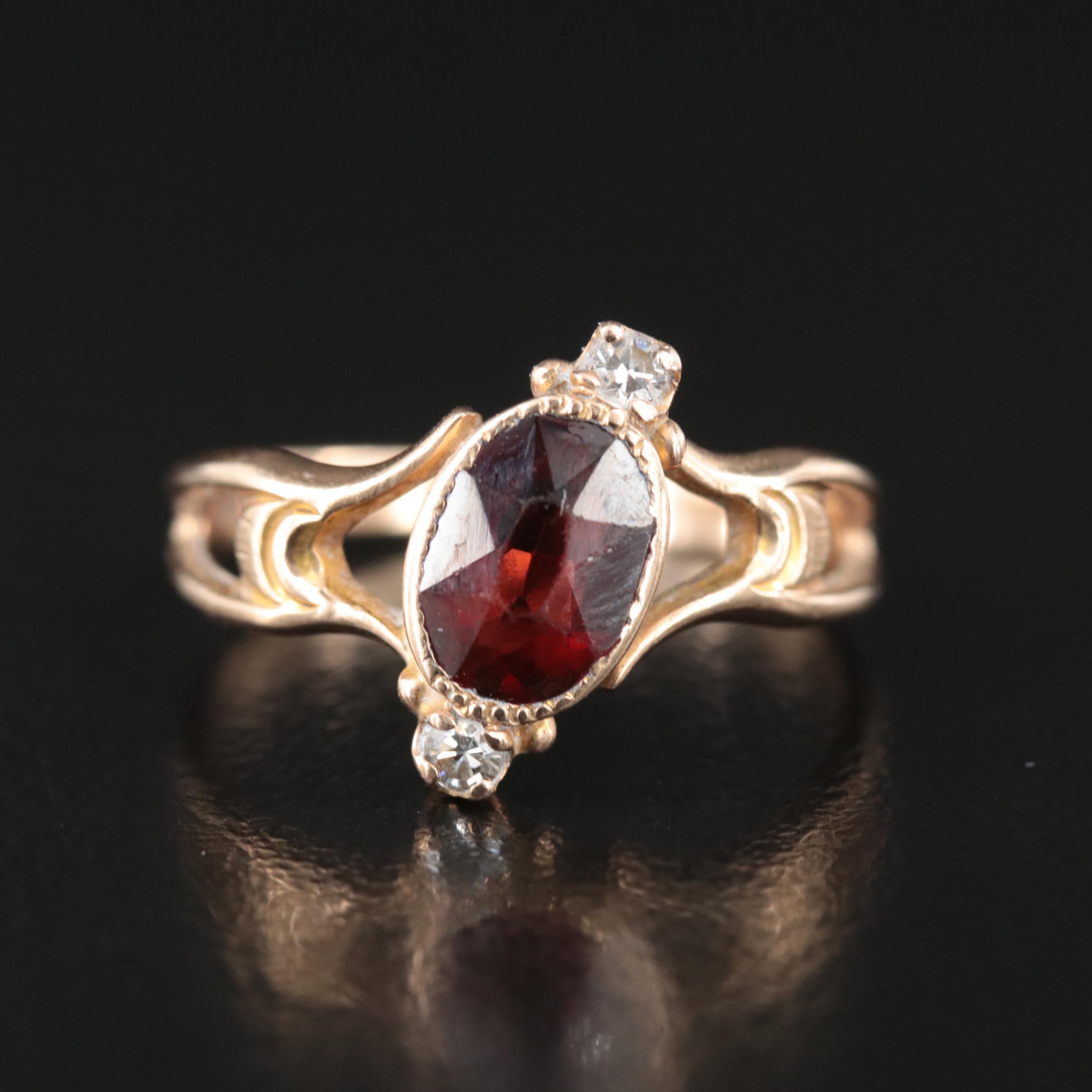 10K Garnet and Diamond Ring