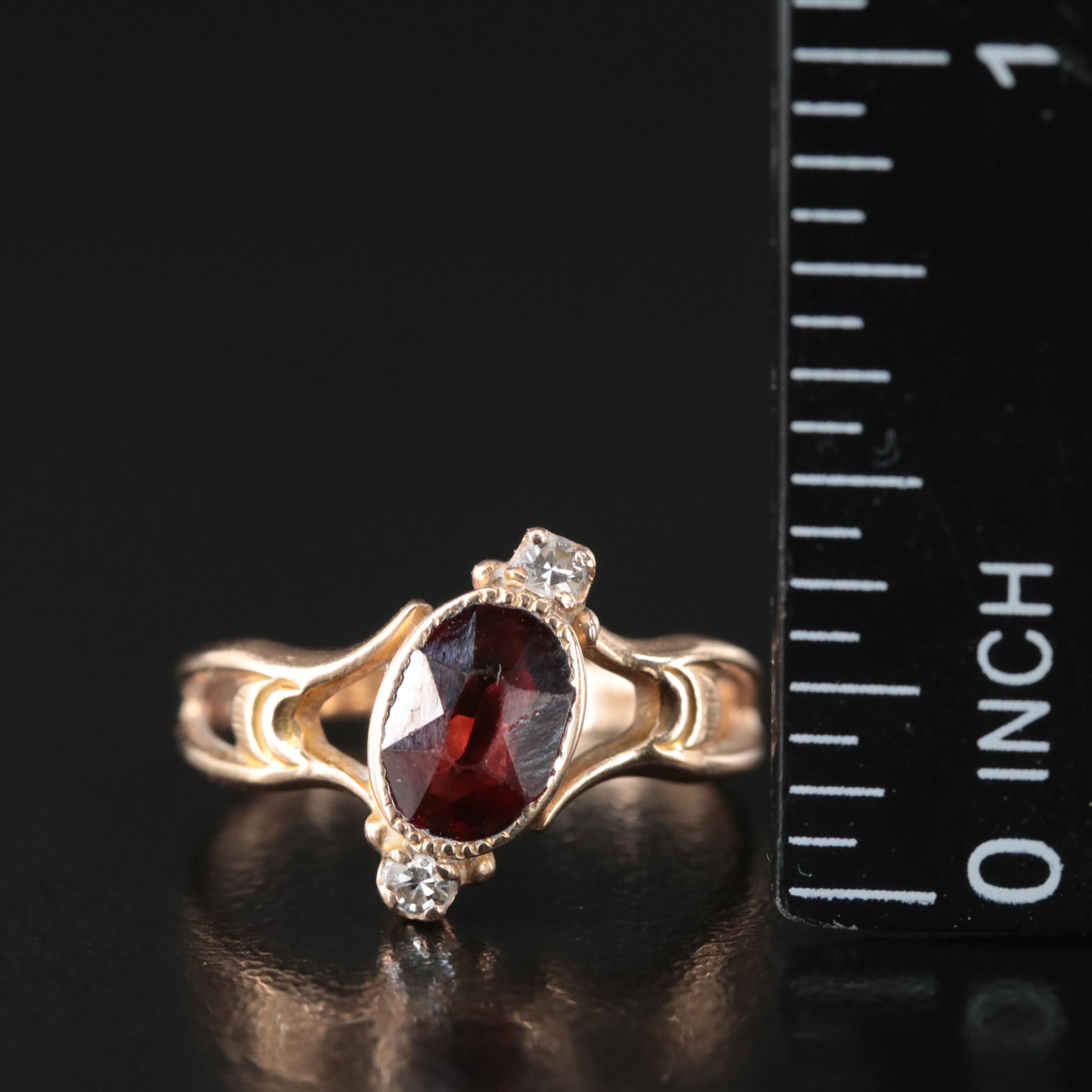 10K Garnet and Diamond Ring