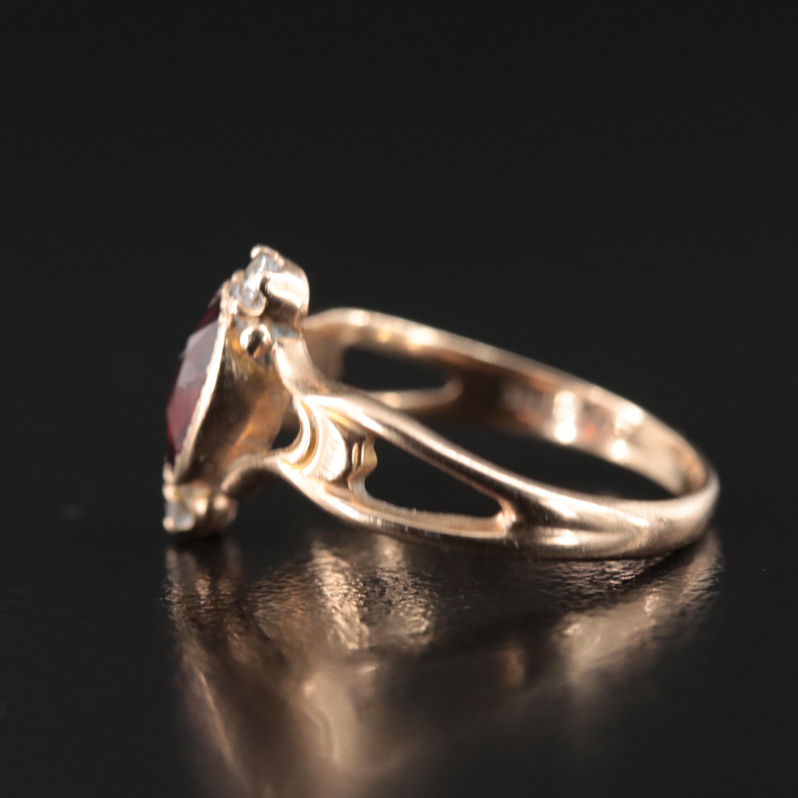 10K Garnet and Diamond Ring