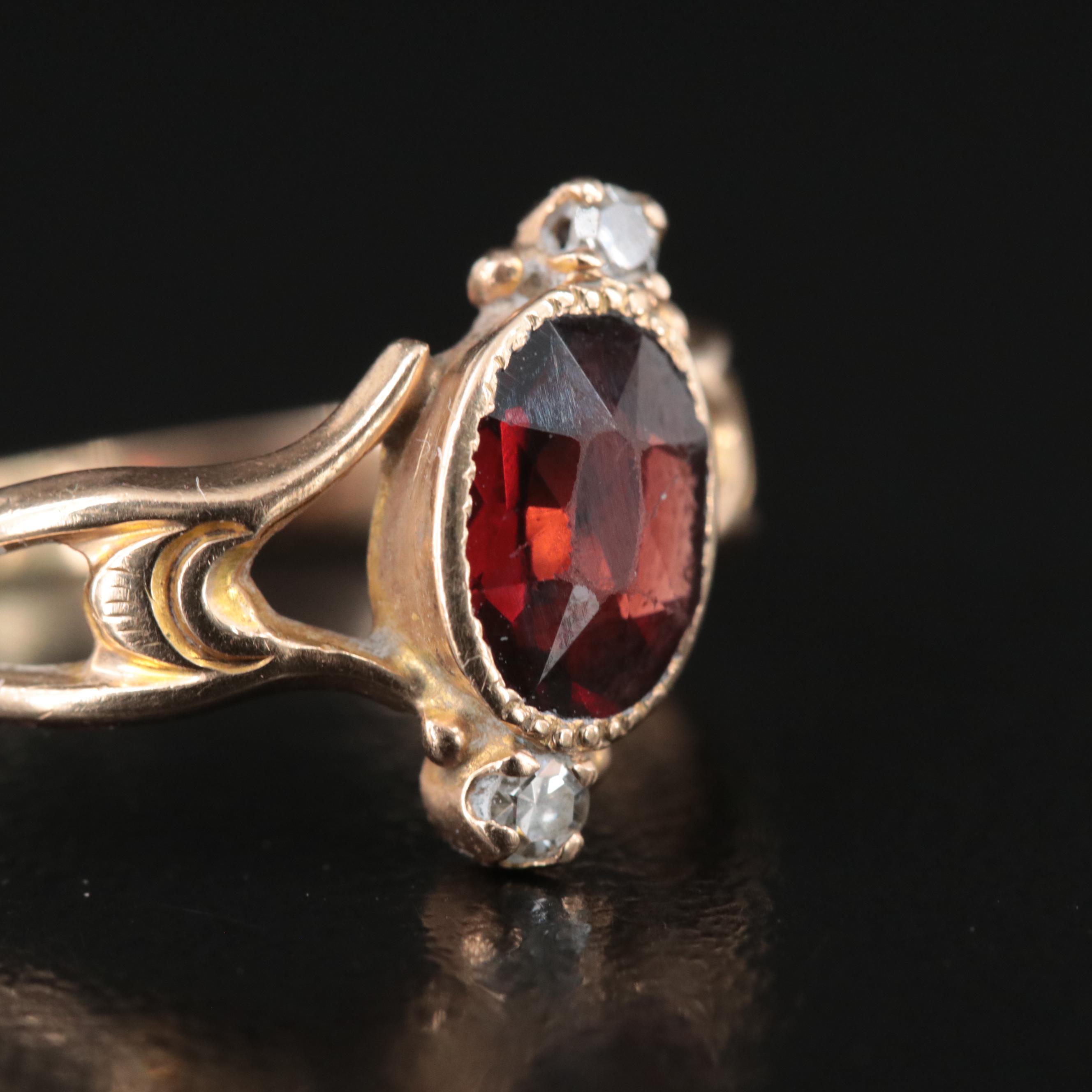 10K Garnet and Diamond Ring