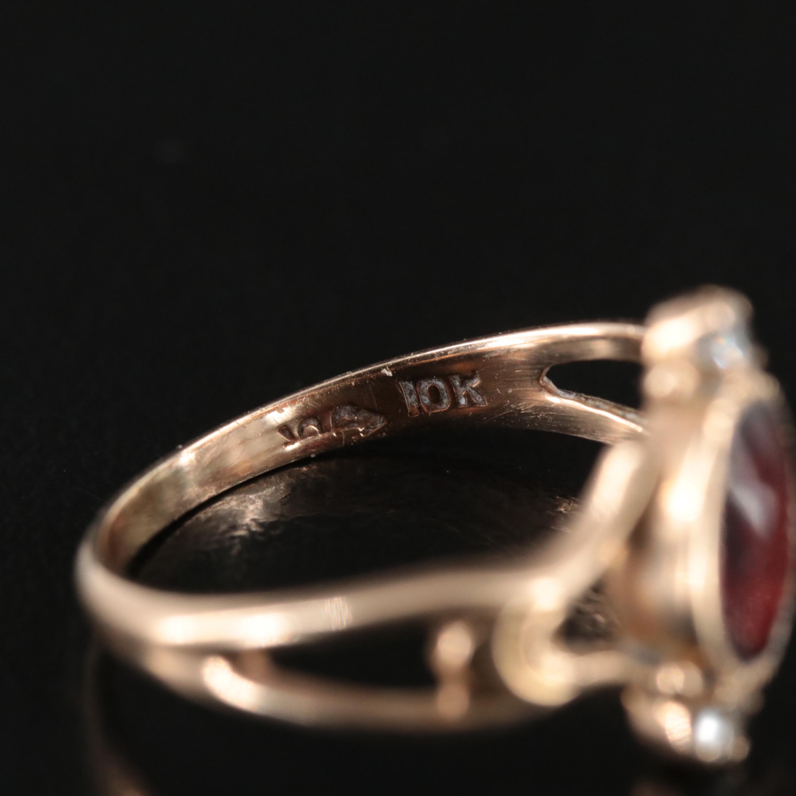 10K Garnet and Diamond Ring