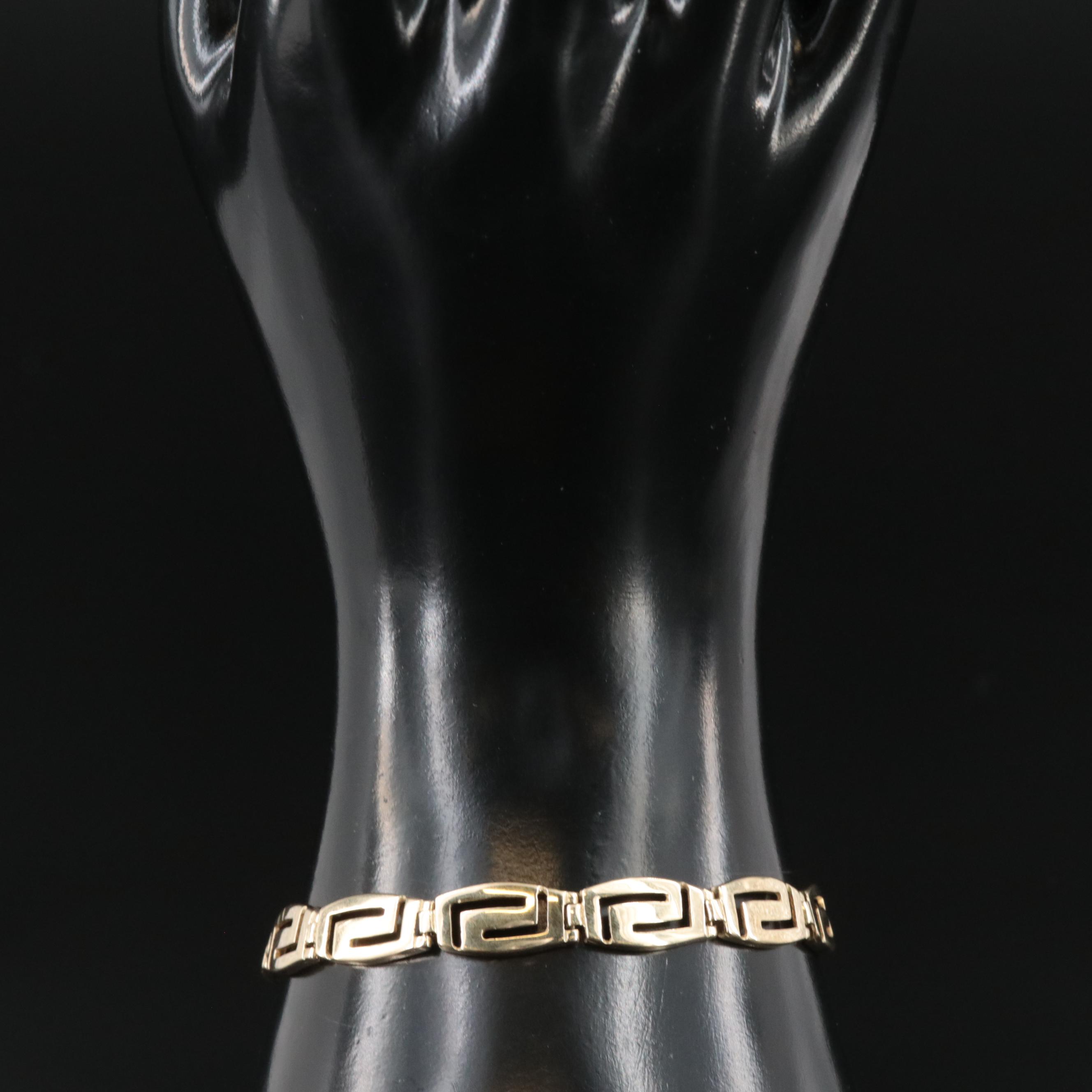 14K Meander Pattern Link Bracelet