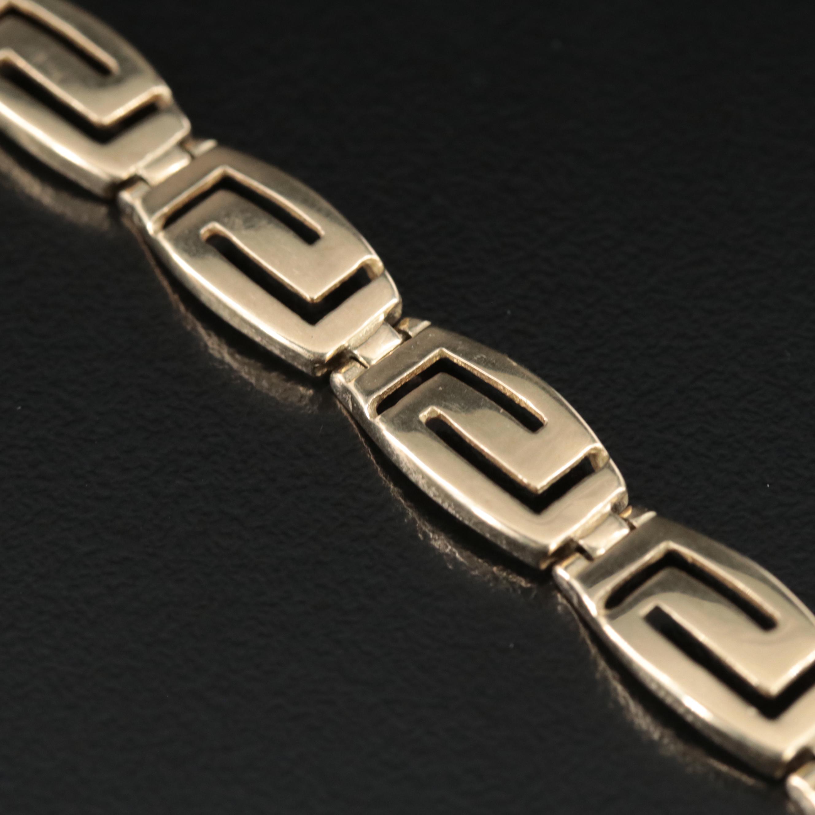 14K Meander Pattern Link Bracelet