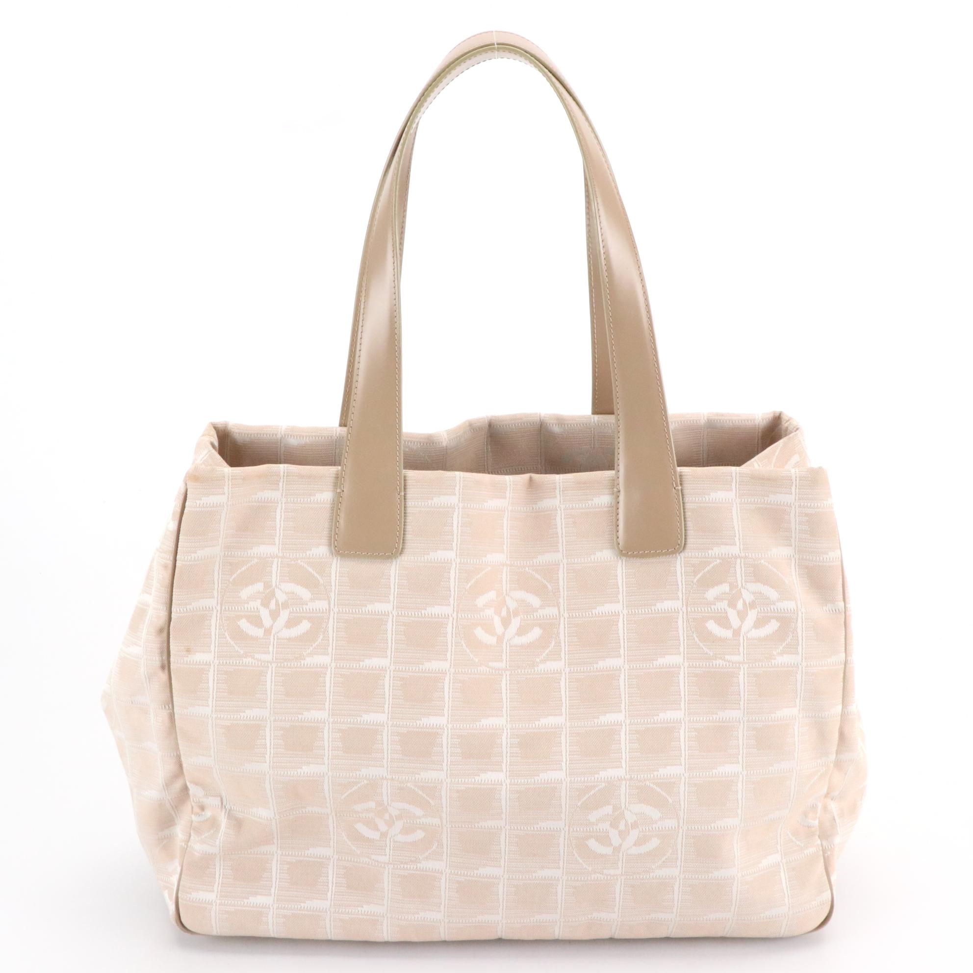 Chanel Travel Line Tote in Jacquard Canvas and Leather Trim