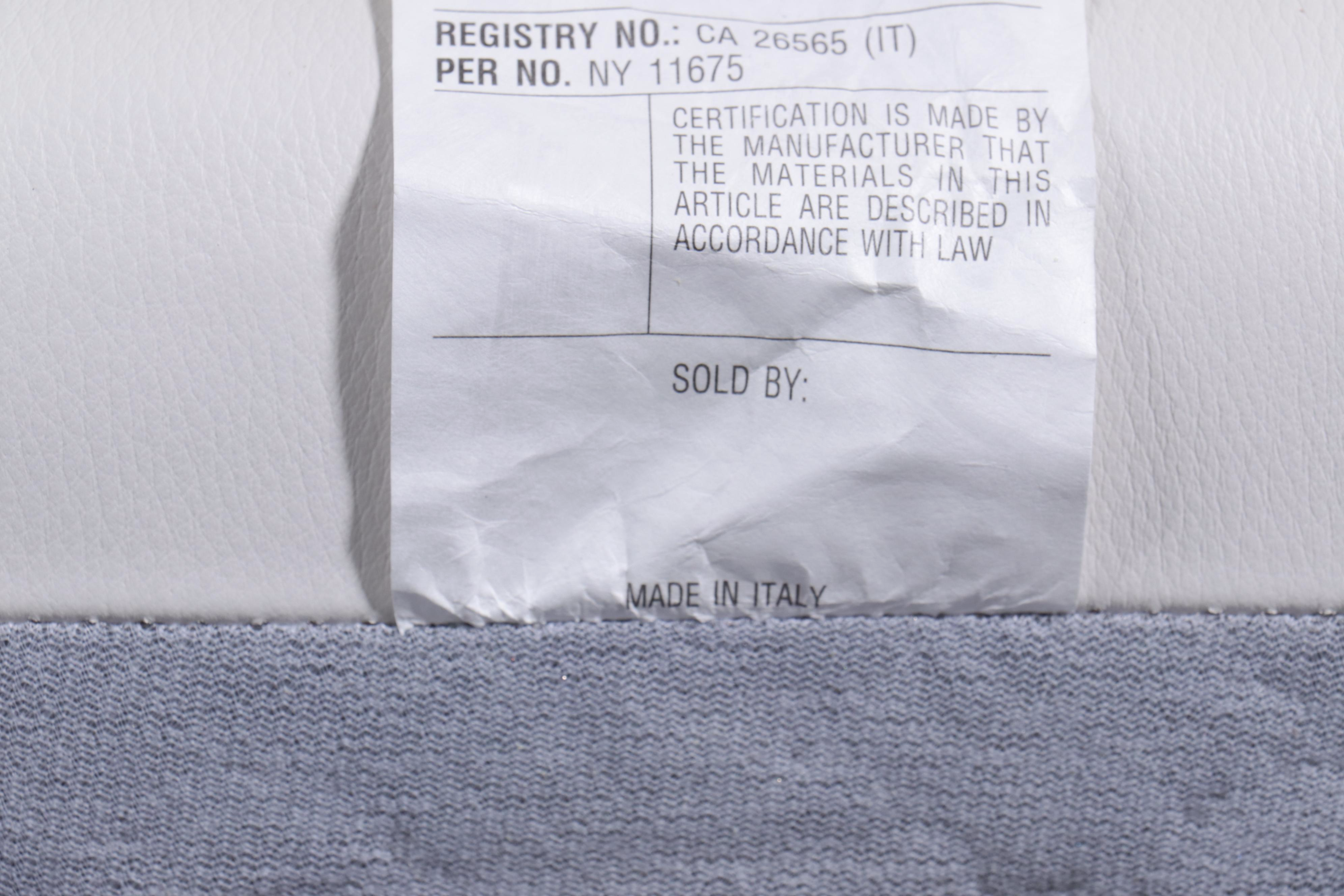 1/4 Italian White Leather Easy Armchair with Ottoman