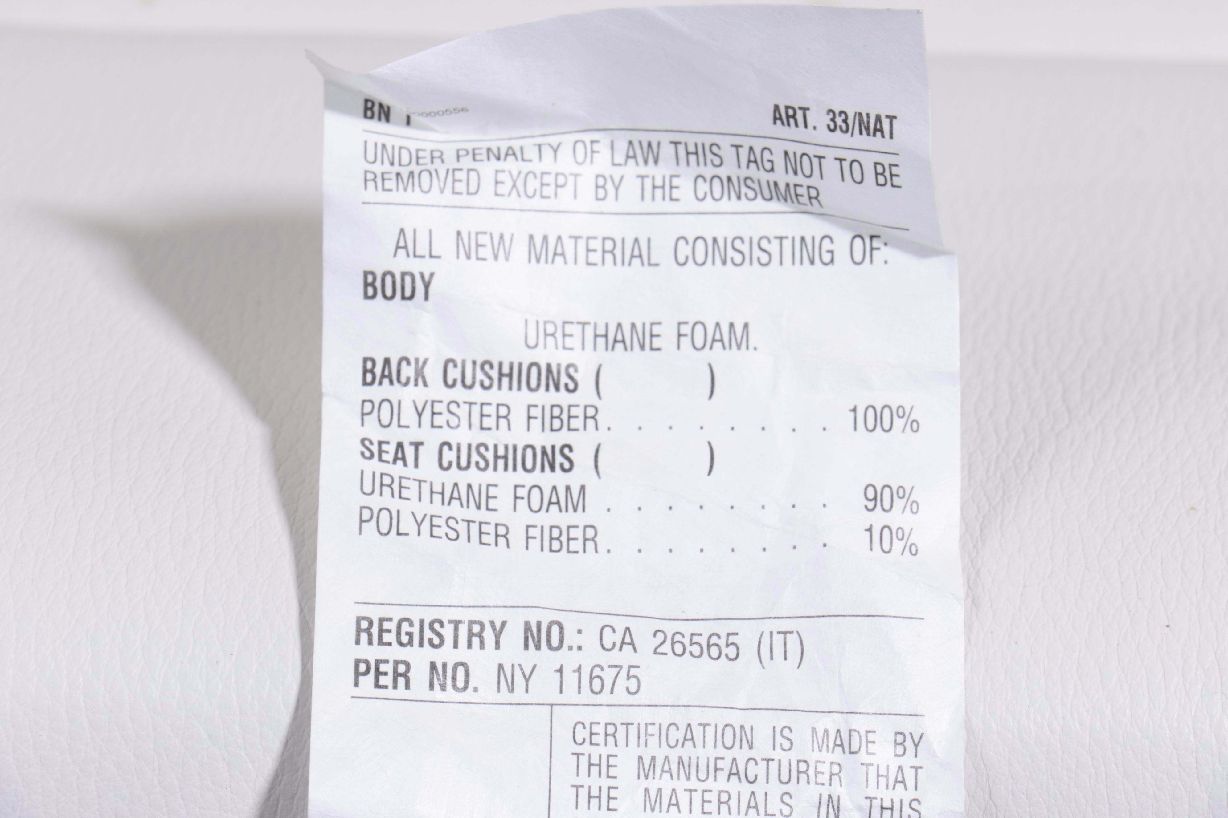 1/4 Italian White Leather Easy Armchair with Ottoman