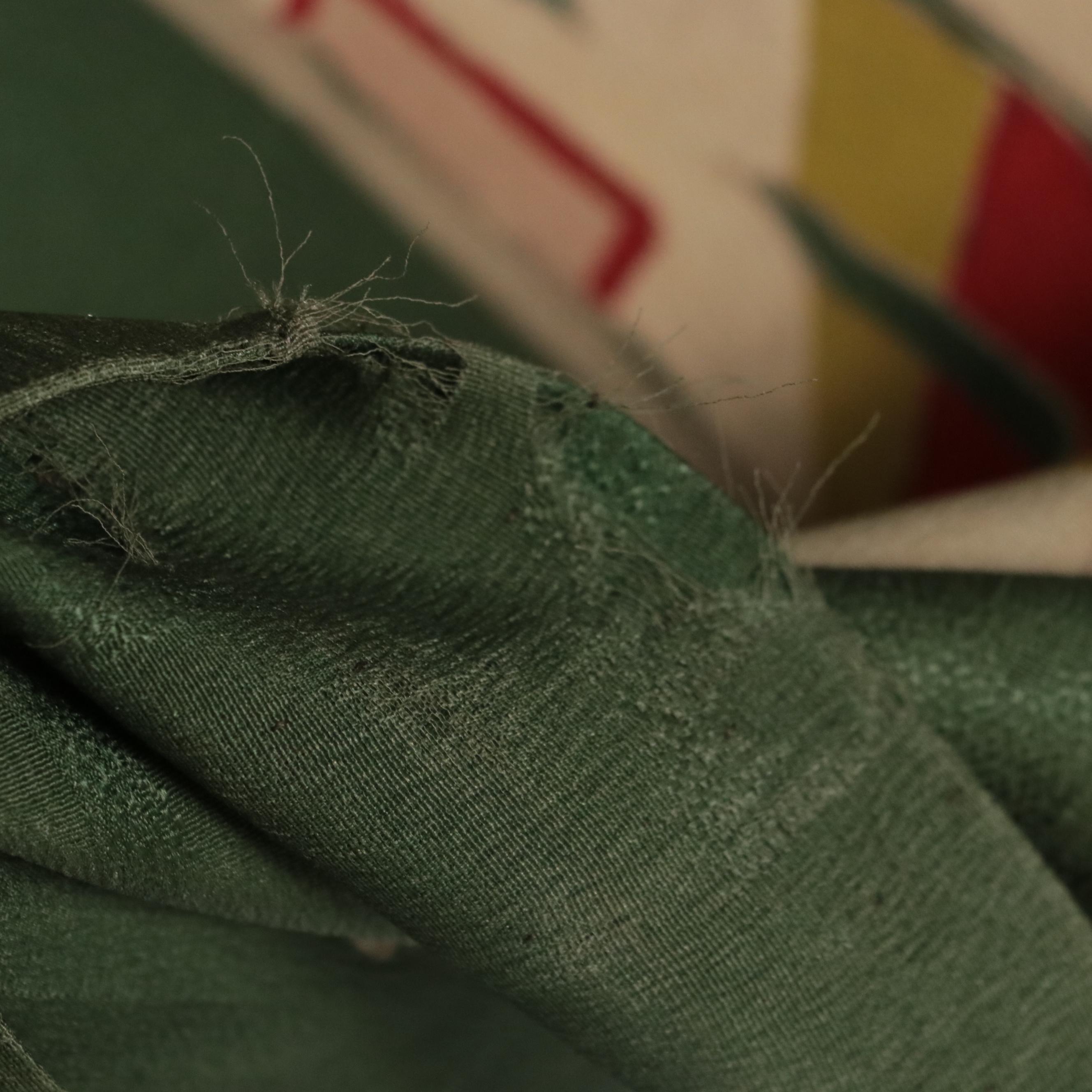 Green Haori Style Jacket in Abstract Print Silk Jacquard