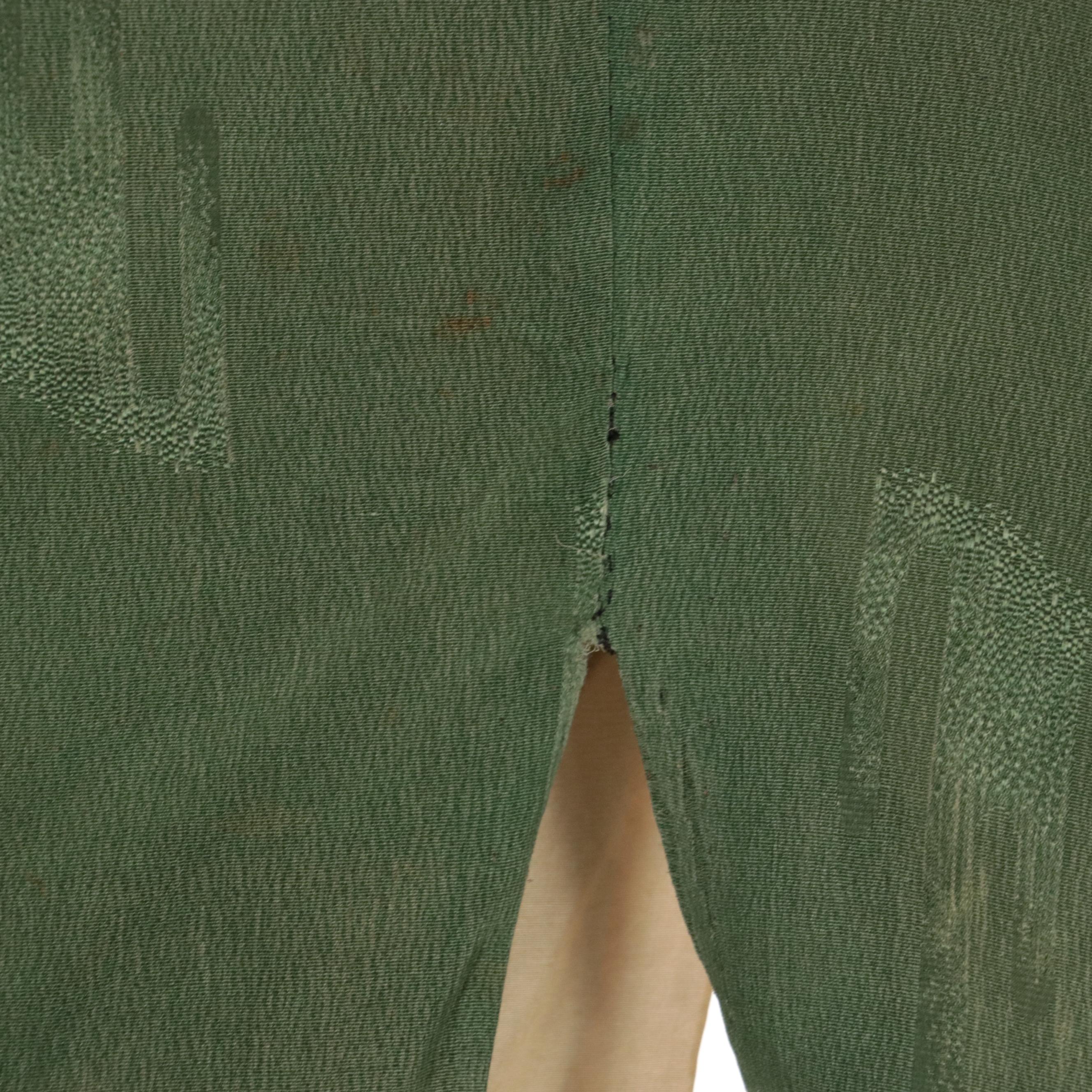 Green Haori Style Jacket in Abstract Print Silk Jacquard