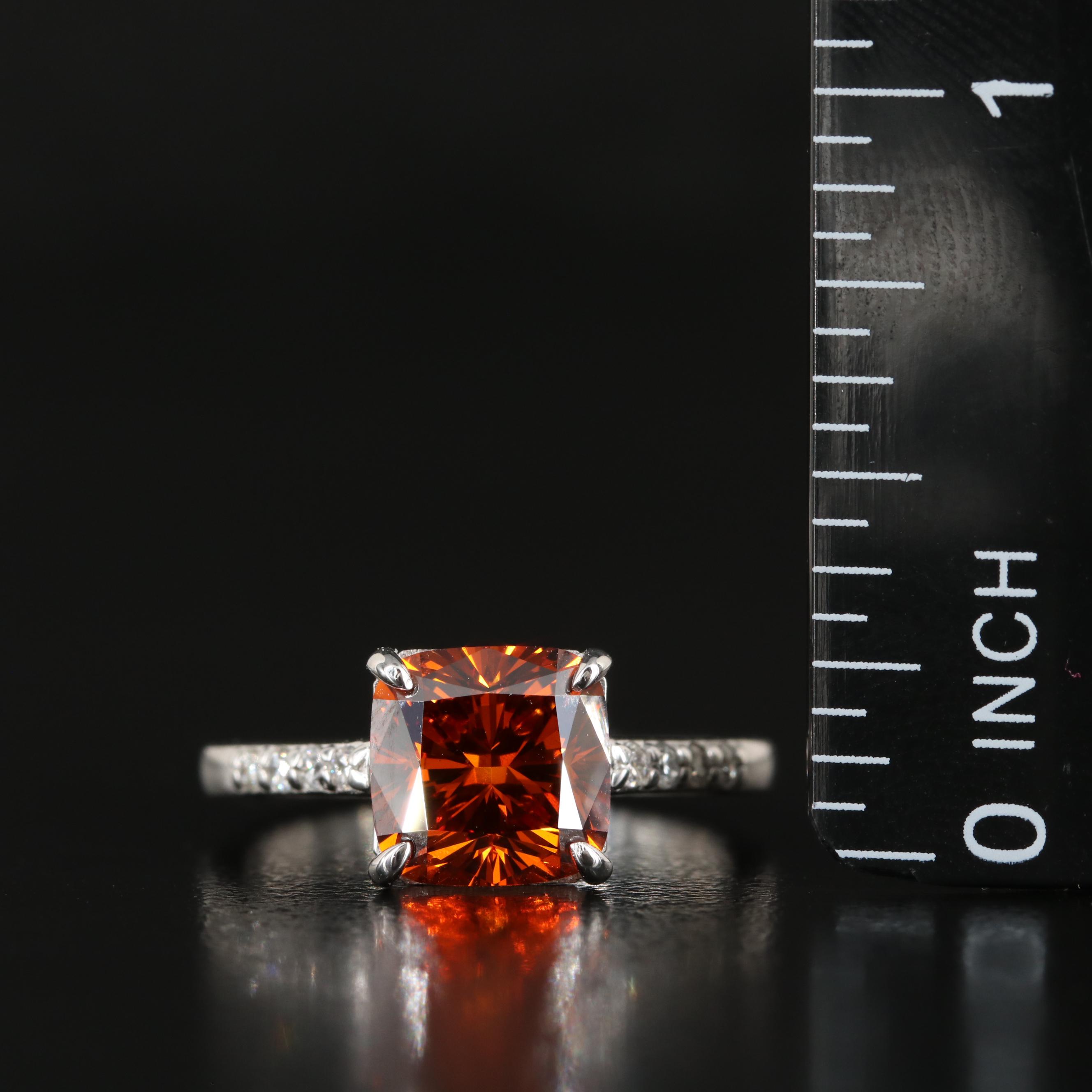 18K 3.15 CTW Diamond Ring Fancy Dark Orange Center