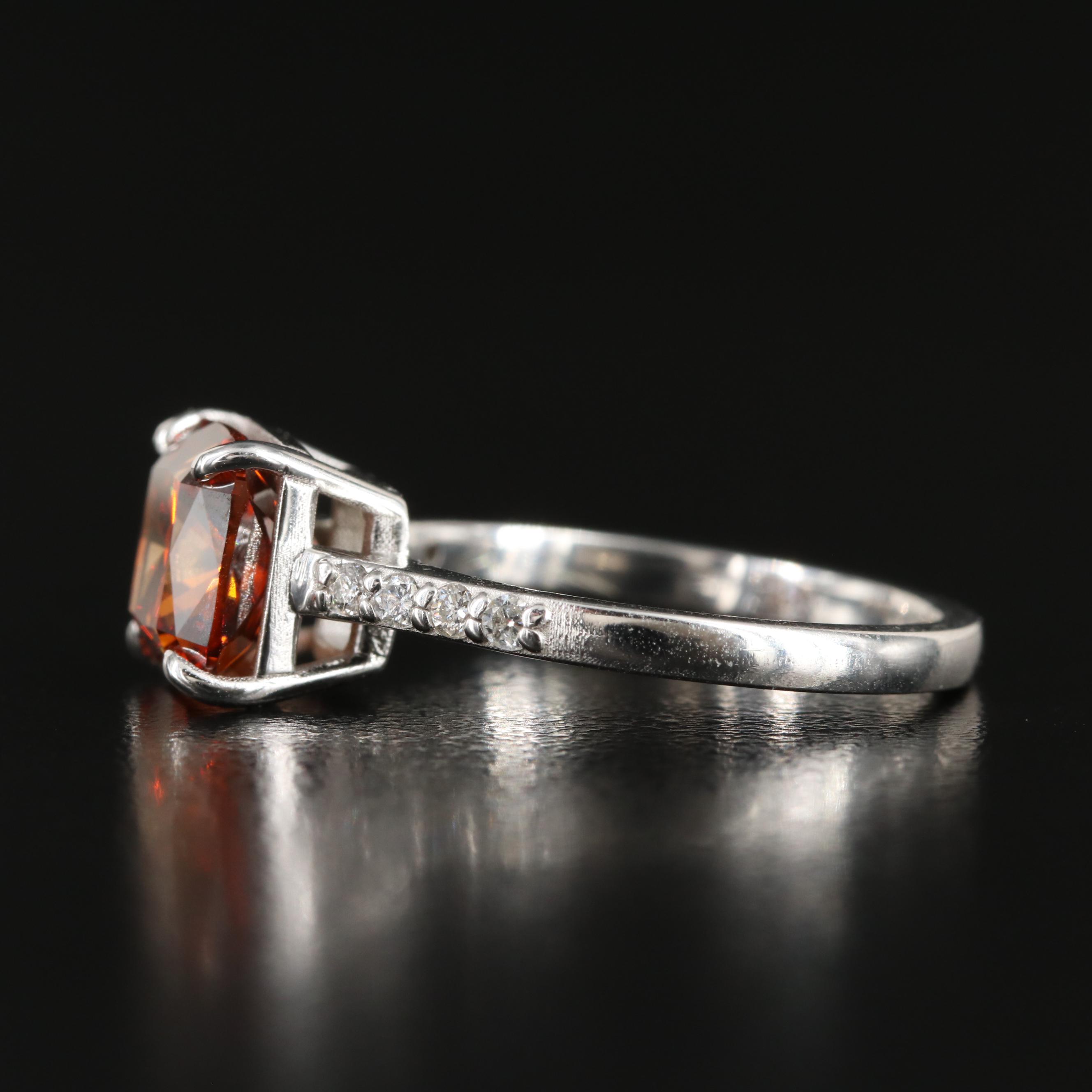 18K 3.15 CTW Diamond Ring Fancy Dark Orange Center