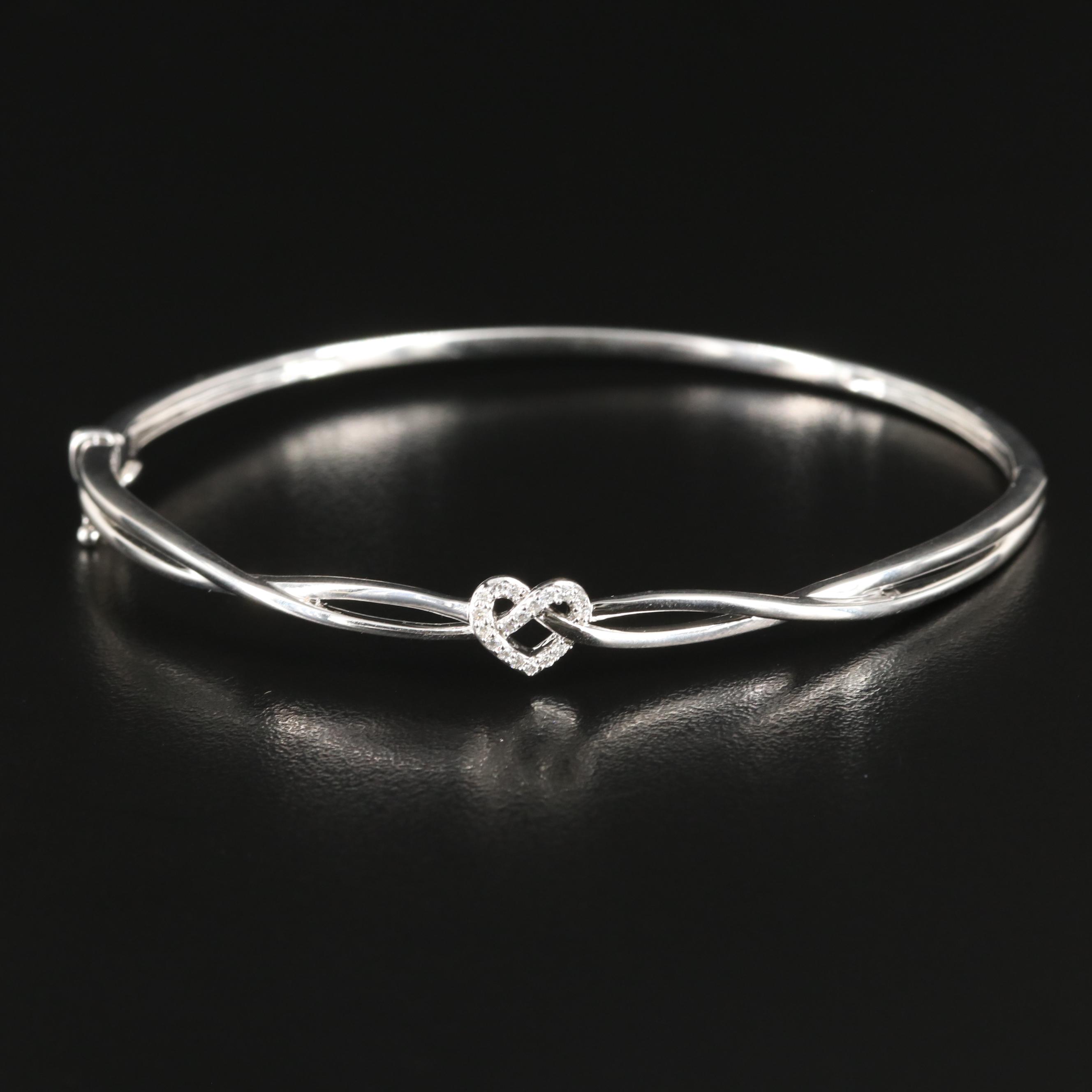 Sterling Diamond Heart Bracelet