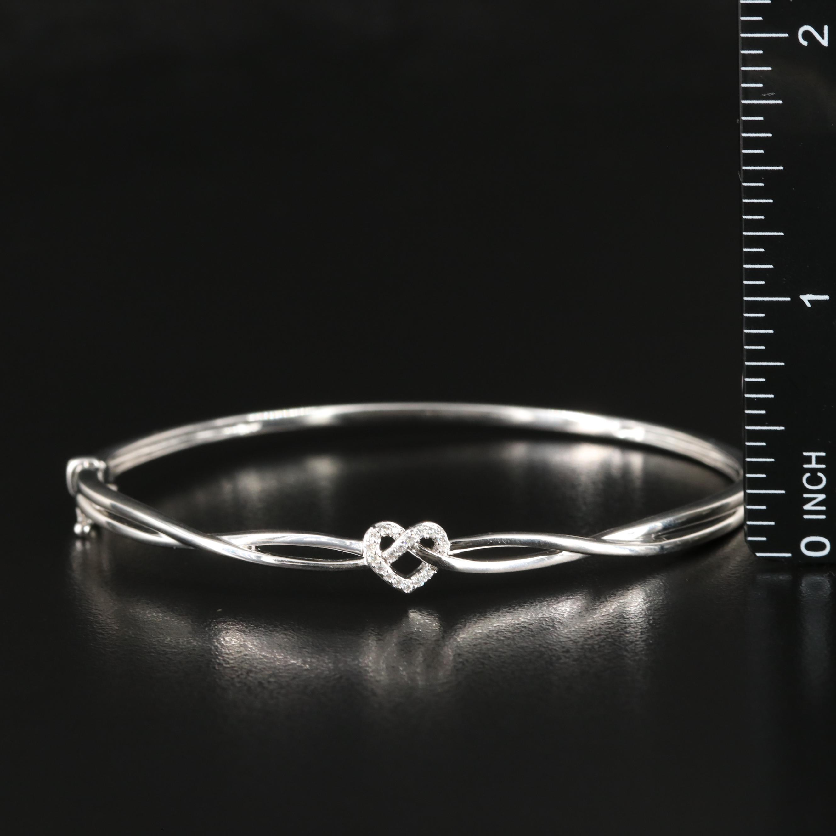 Sterling Diamond Heart Bracelet