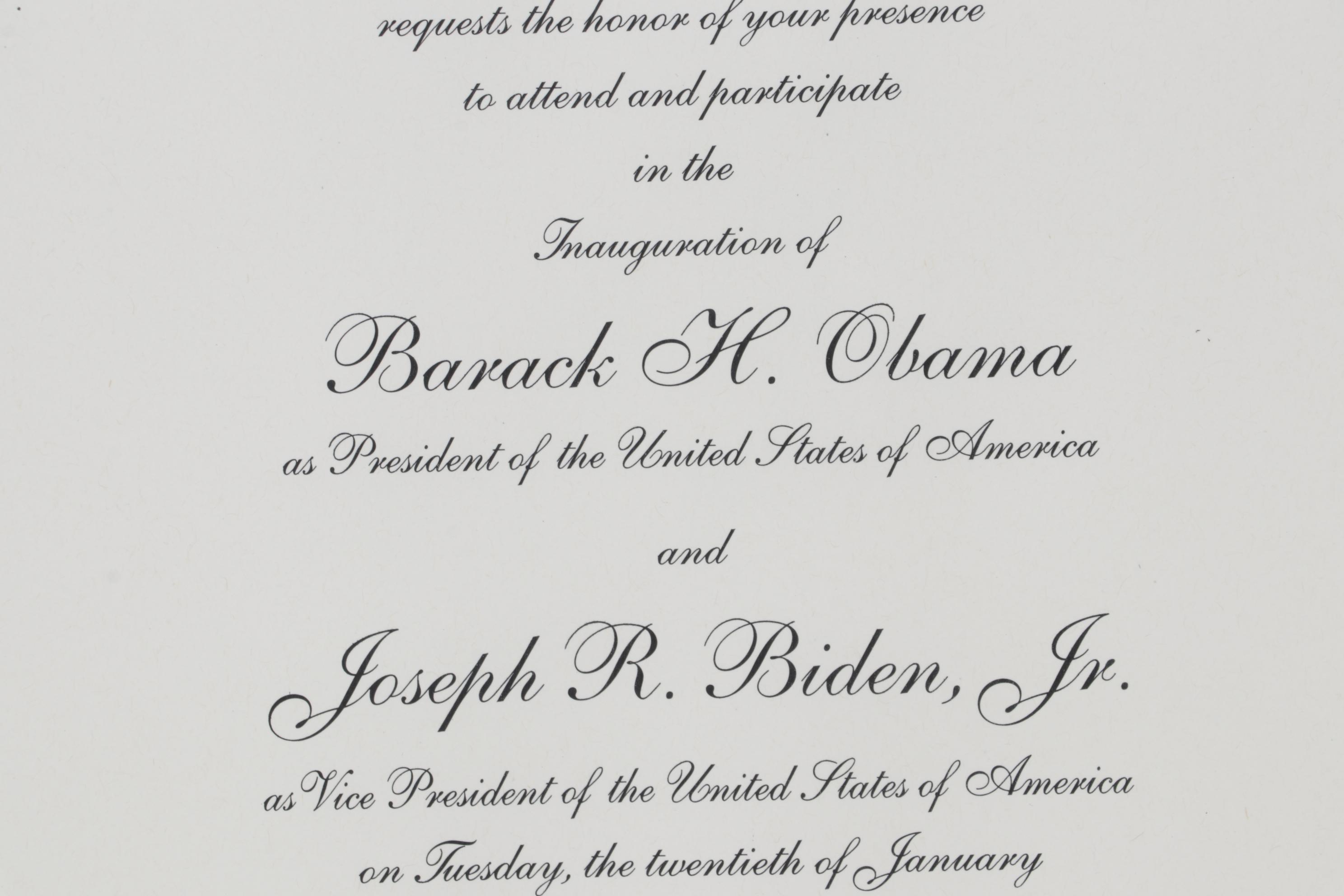 2009 Inaugural Invitation for Obama/Biden White House in Frame