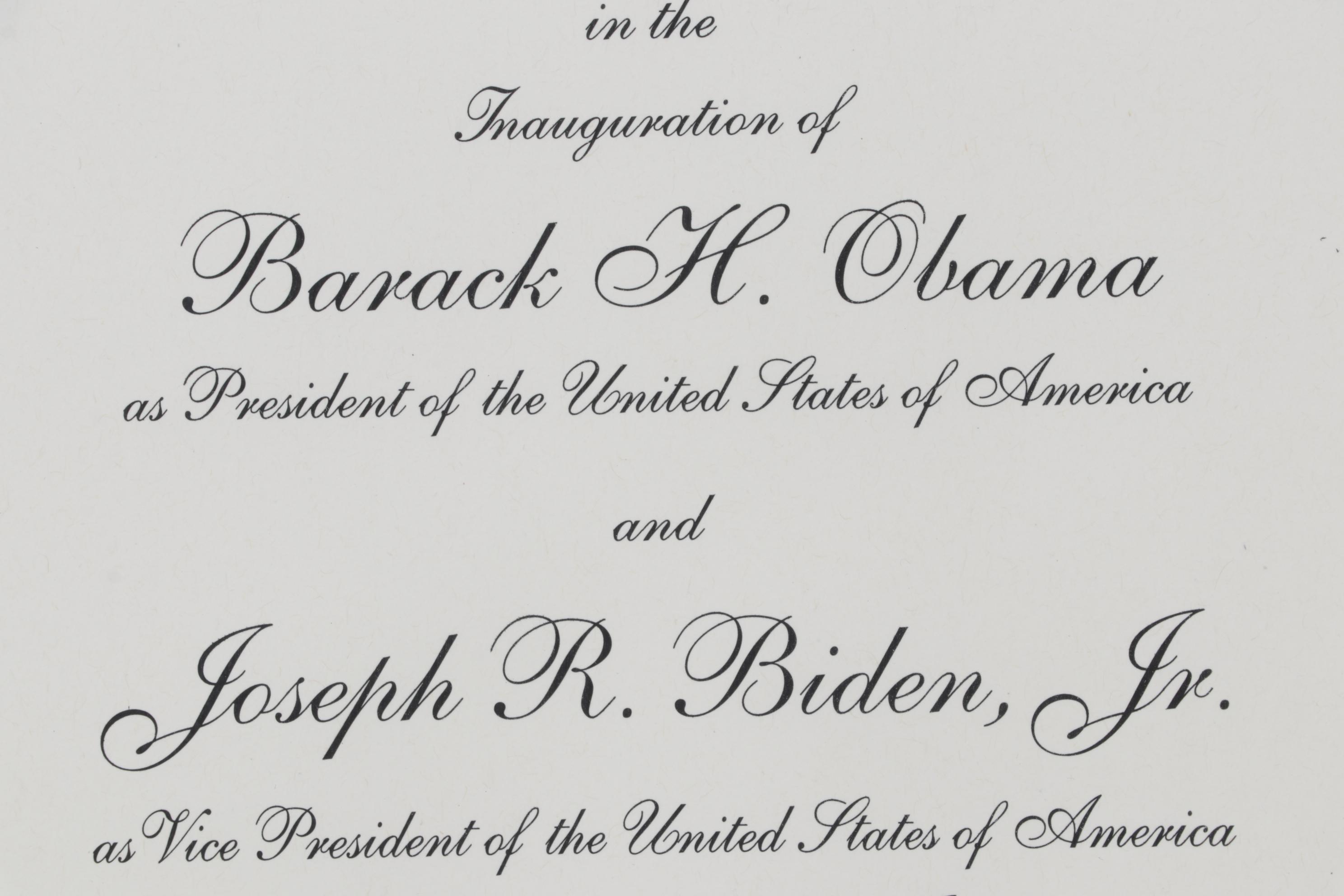 2009 Inaugural Invitation for Obama/Biden White House in Frame