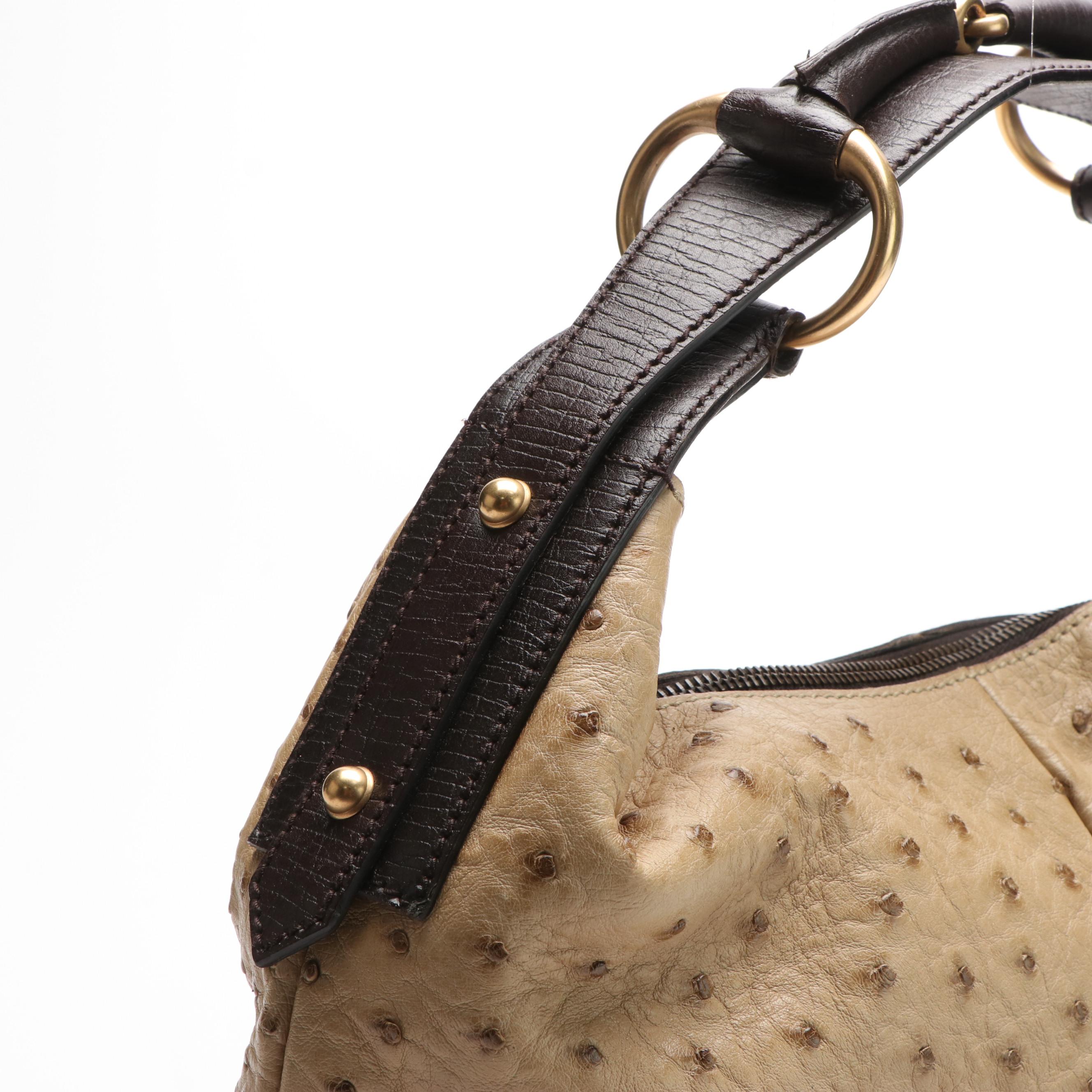 Gucci Horsebit Shoulder Bag in Ostrich Leather