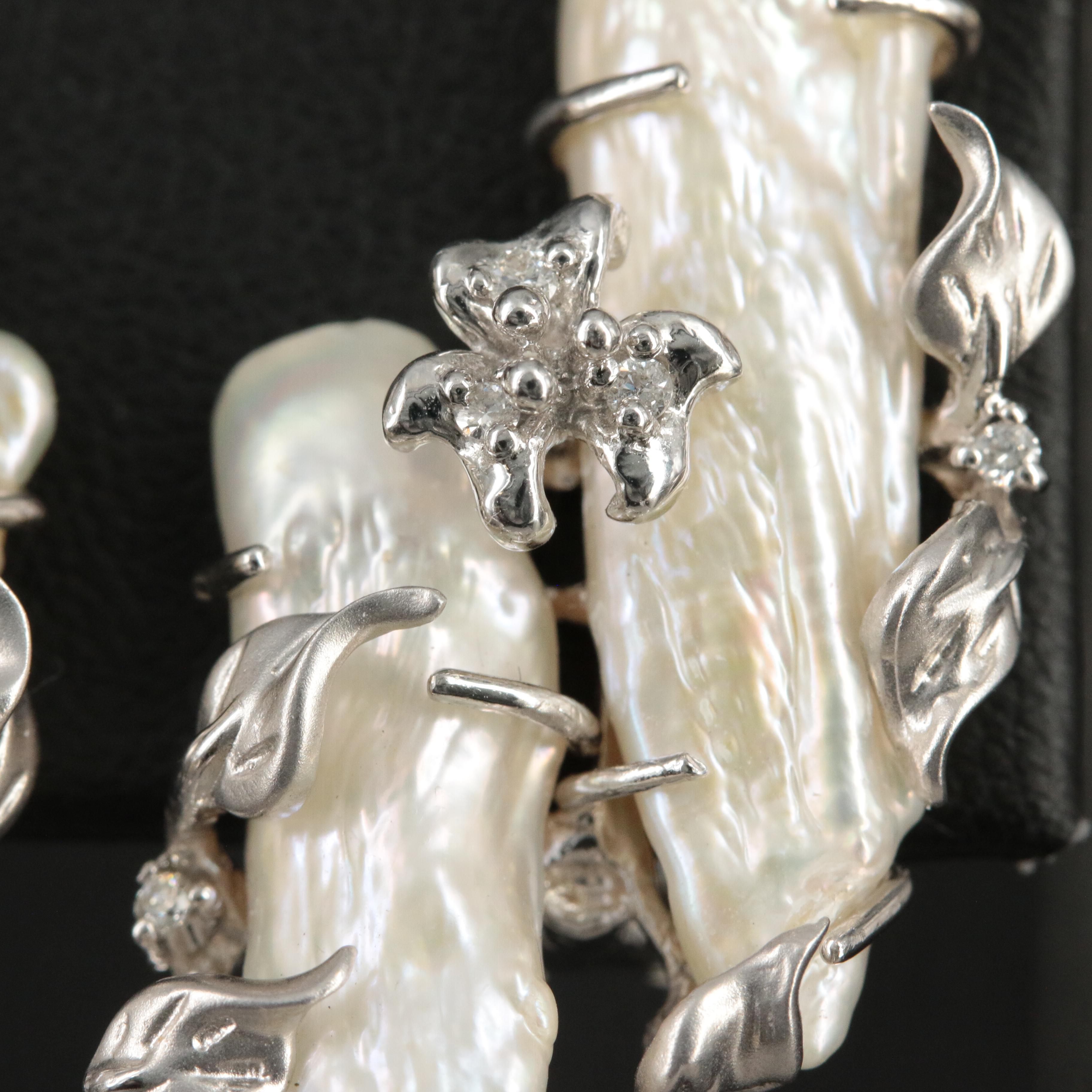 18K Baroque Pearl and Diamond Earrings