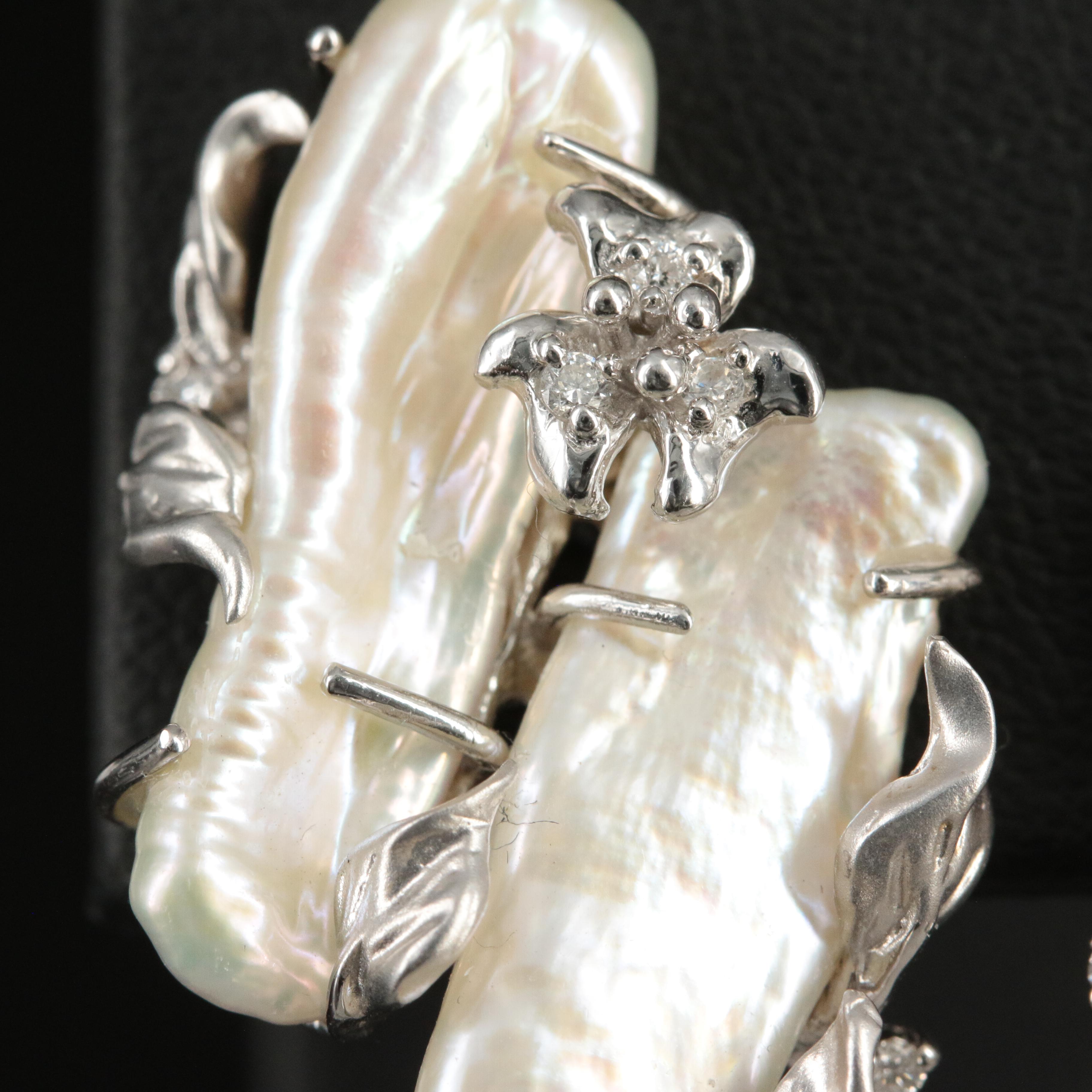 18K Baroque Pearl and Diamond Earrings