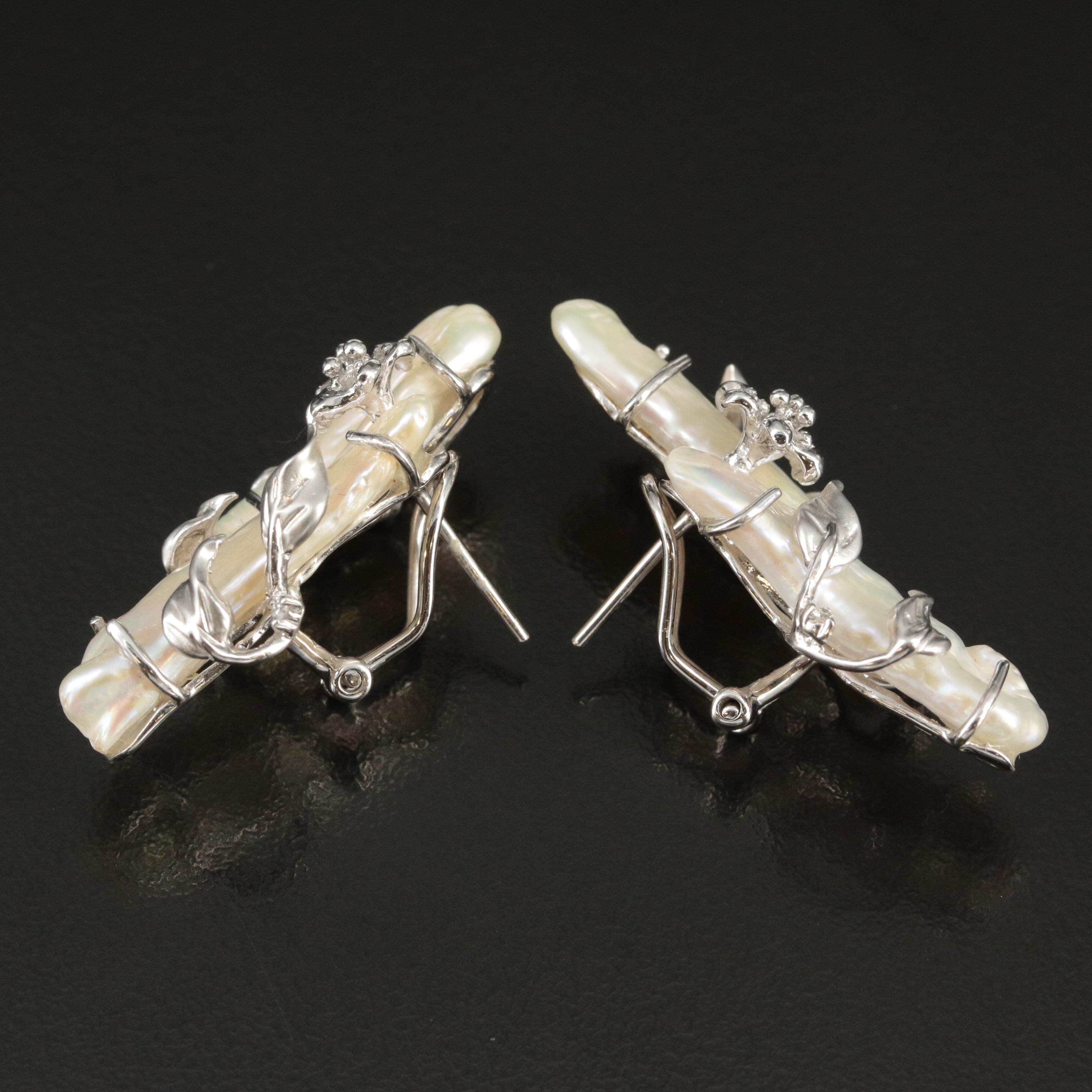 18K Baroque Pearl and Diamond Earrings