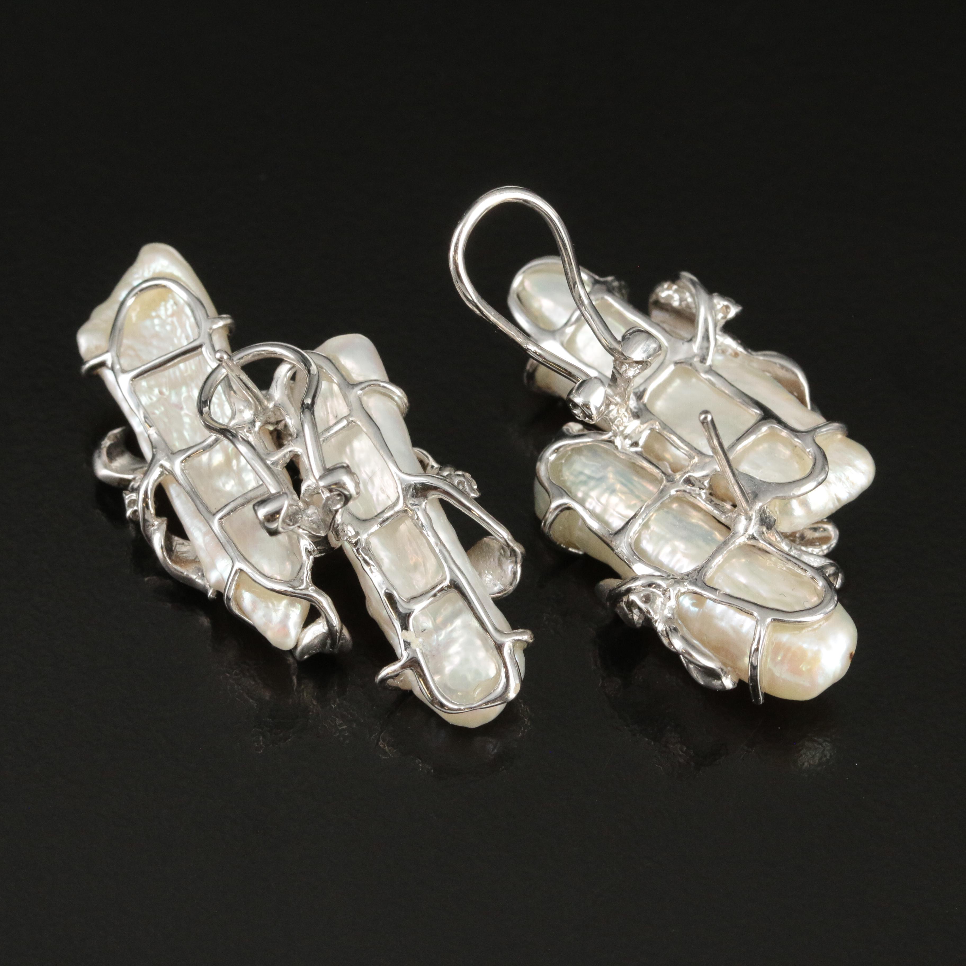 18K Baroque Pearl and Diamond Earrings
