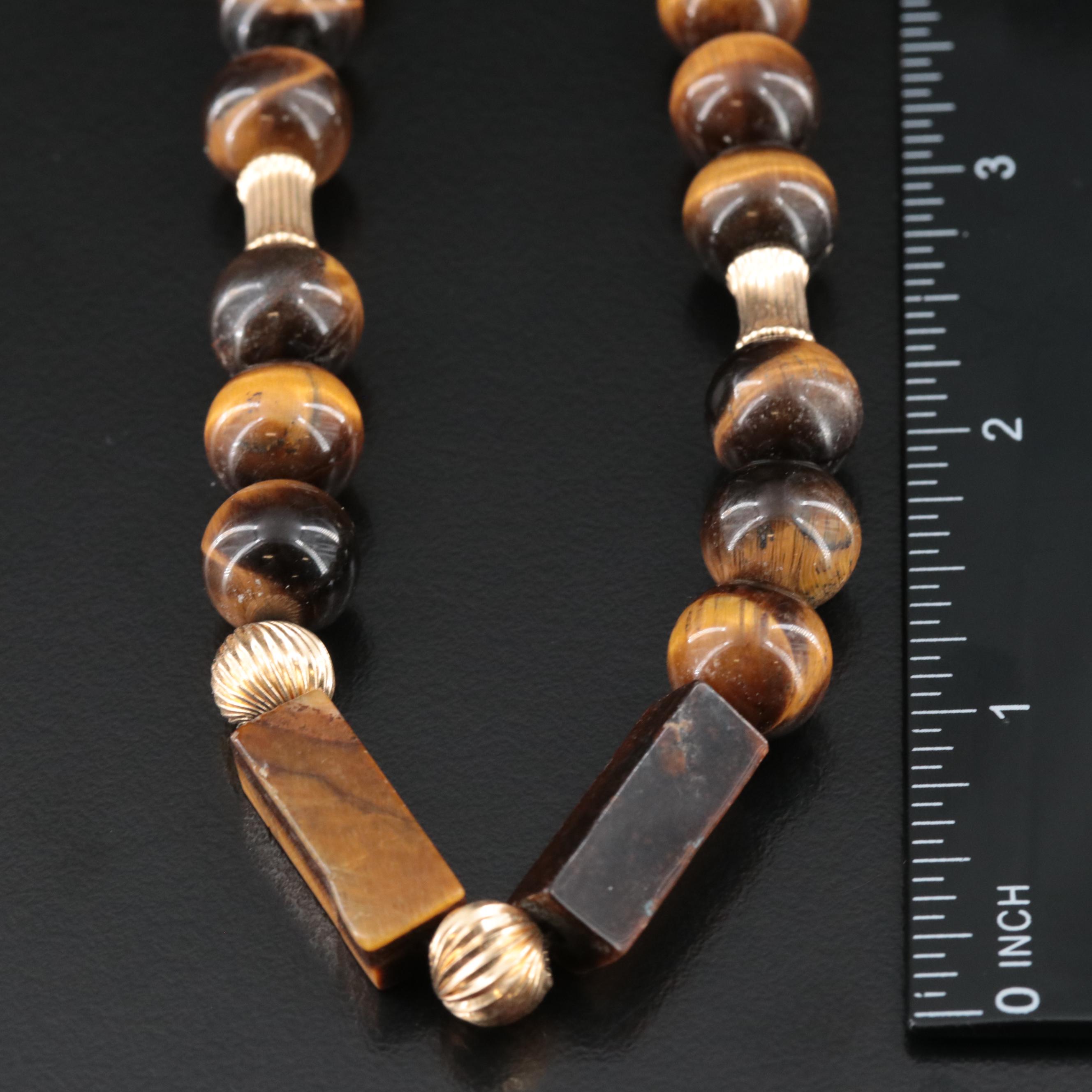 14K Tiger's Eye Bead Necklace