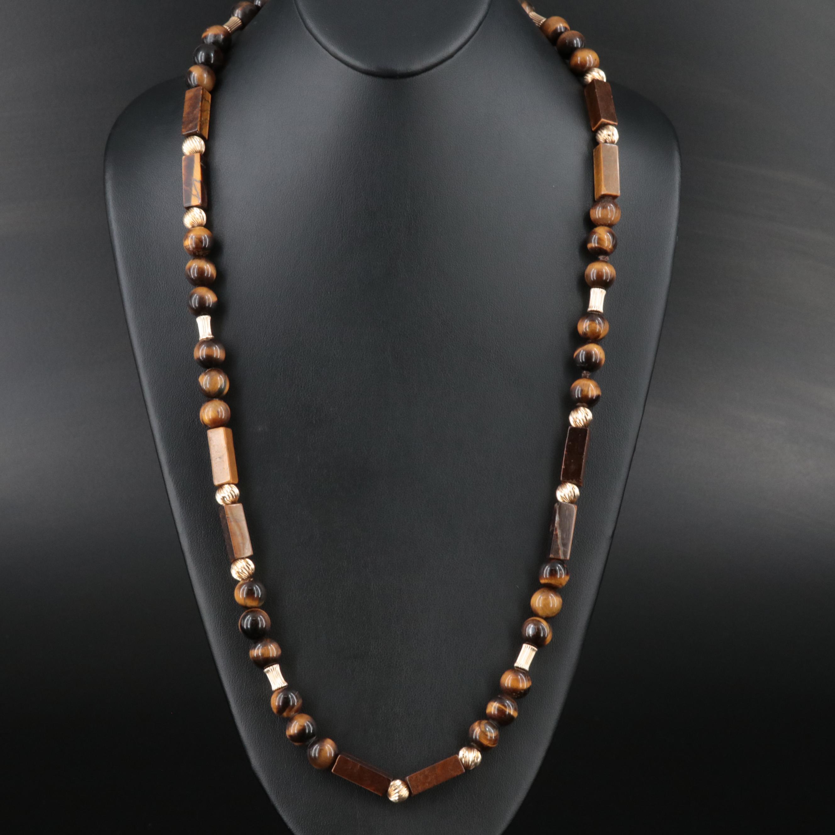 14K Tiger's Eye Bead Necklace