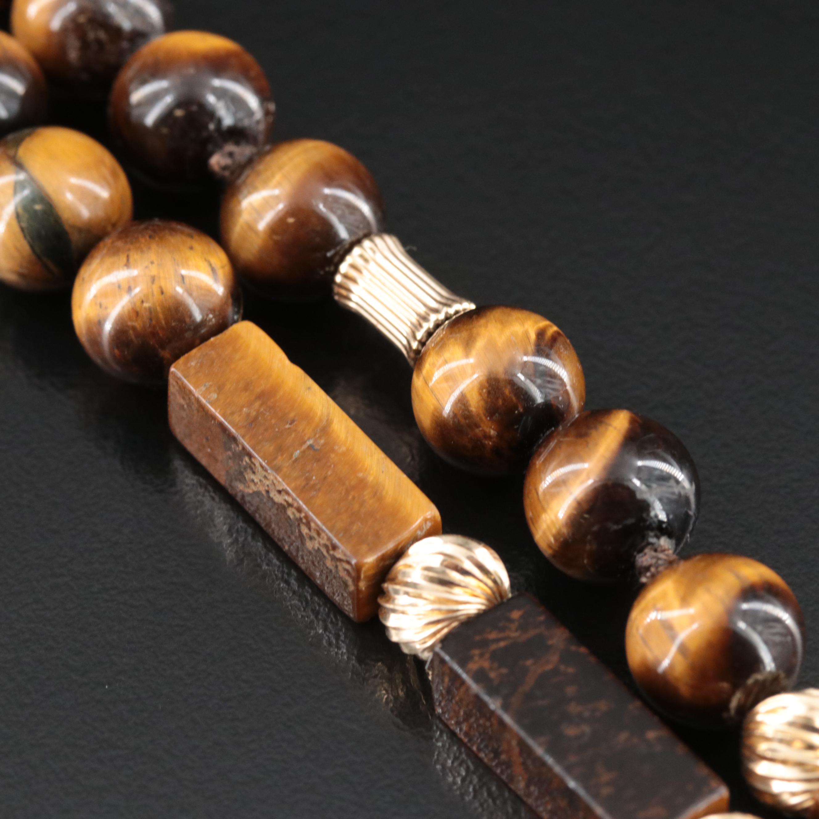 14K Tiger's Eye Bead Necklace