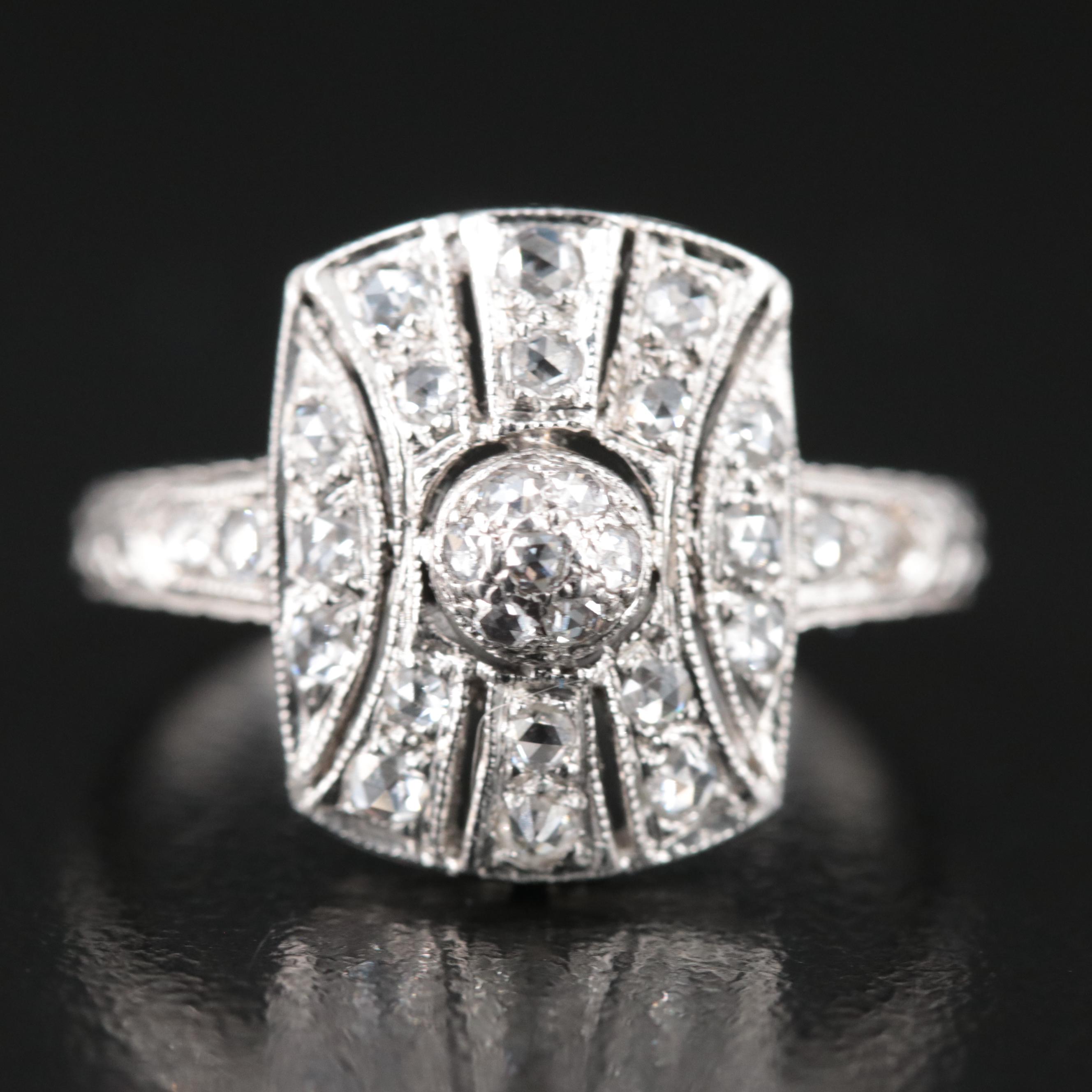 Art Deco 18K 0.25 CTW Diamond Ring