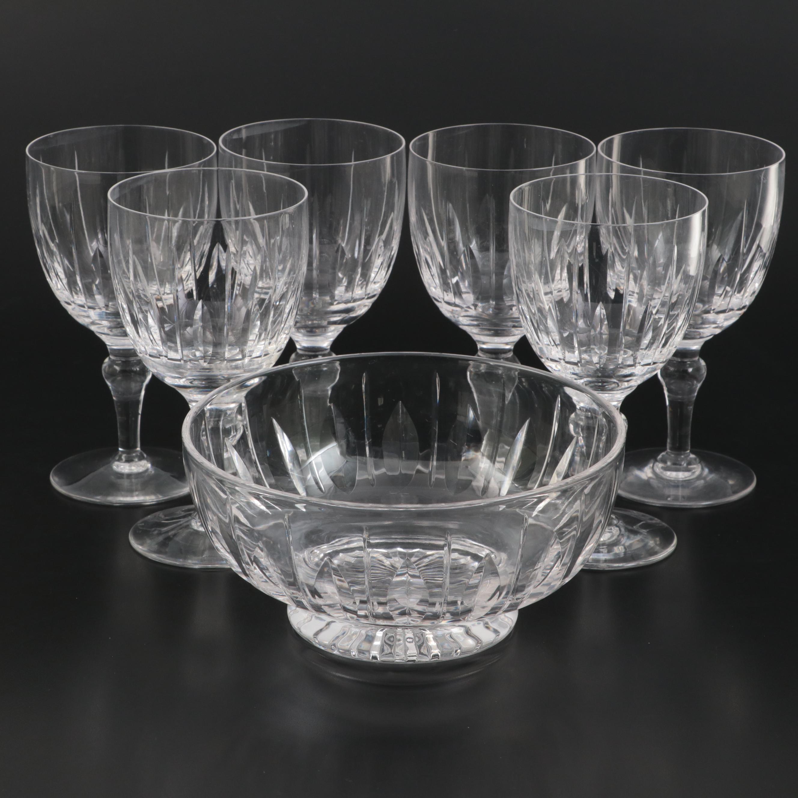 Stuart English Crystal "Hampshire" Cordial Glasses and Bowl, 1955-1981