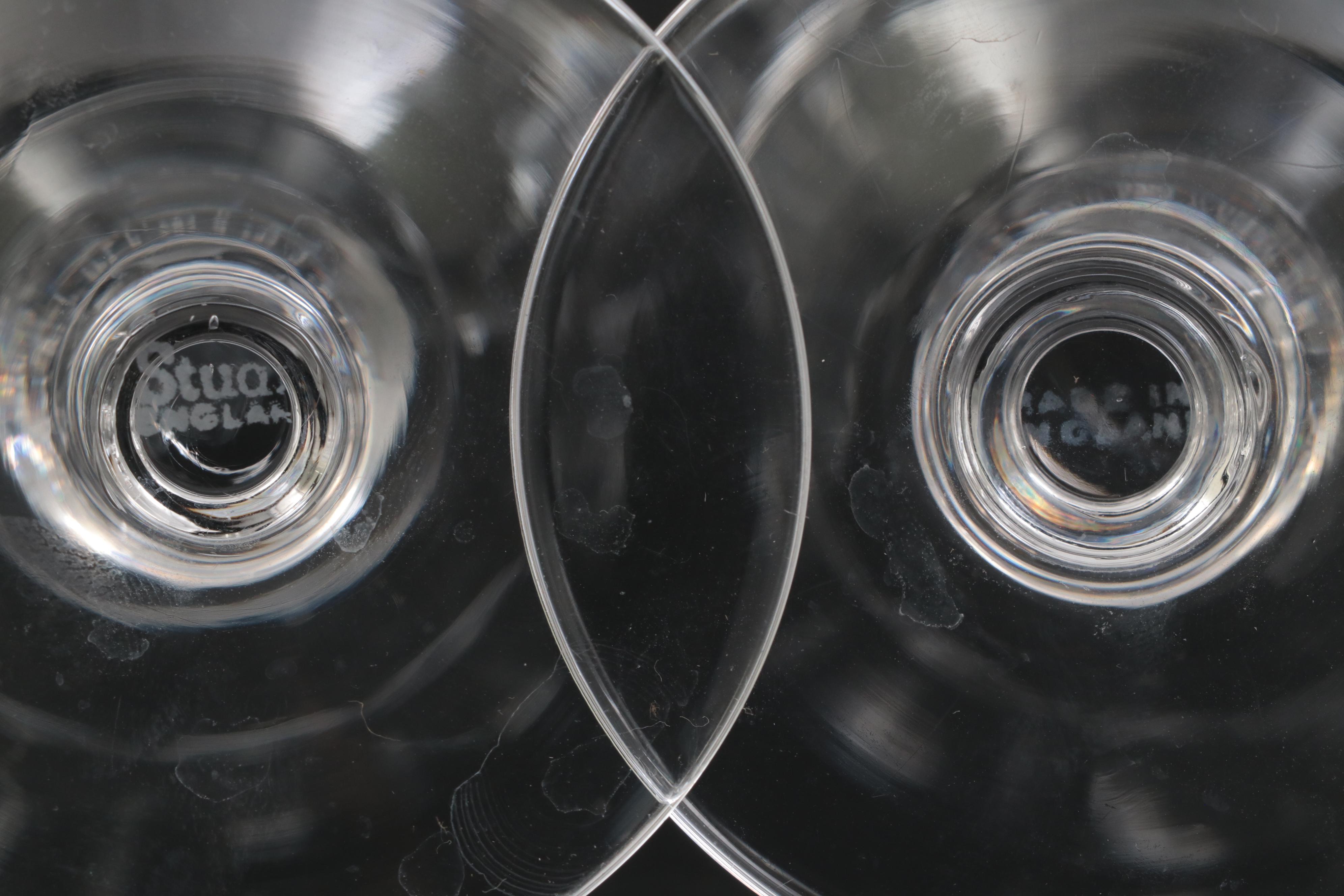 Stuart English Crystal "Hampshire" Cordial Glasses and Bowl, 1955-1981