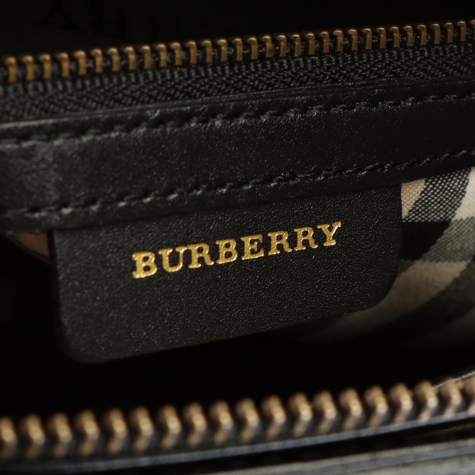 Burberry Black Leather and Vintage Check Handbag
