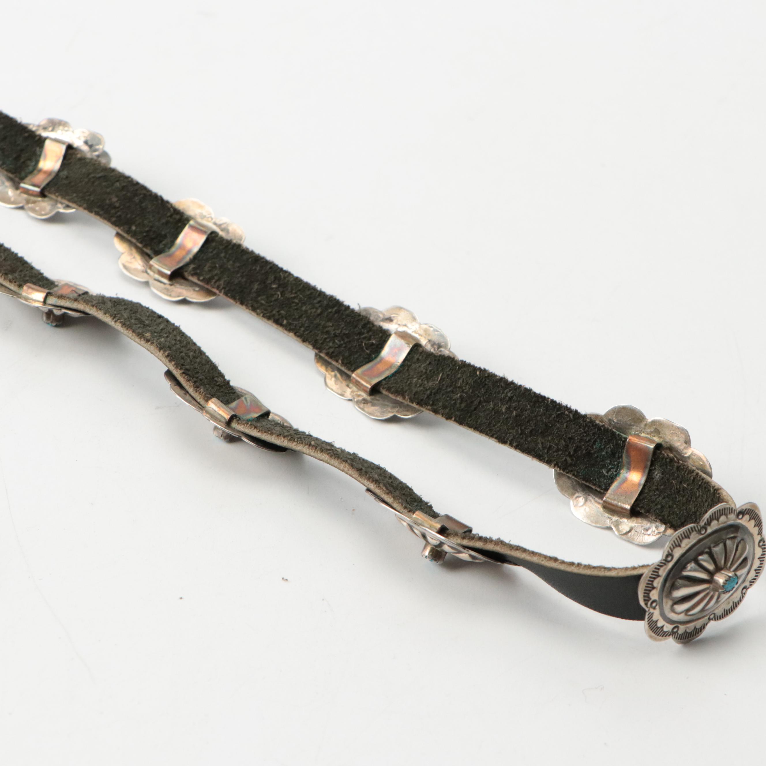 Southwestern Sterling Silver Turquoise Concho Belt