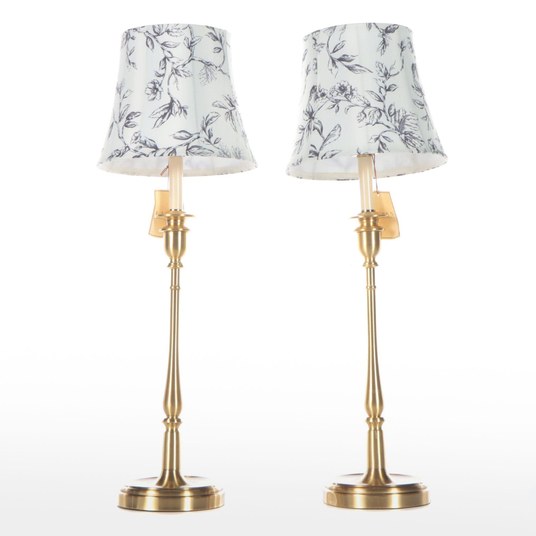 Ralph Lauren Brass Candlestick Table Lamps