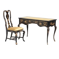 Embassy House Hollywood Regency Style Chinoiserie Writing Desk and Chair