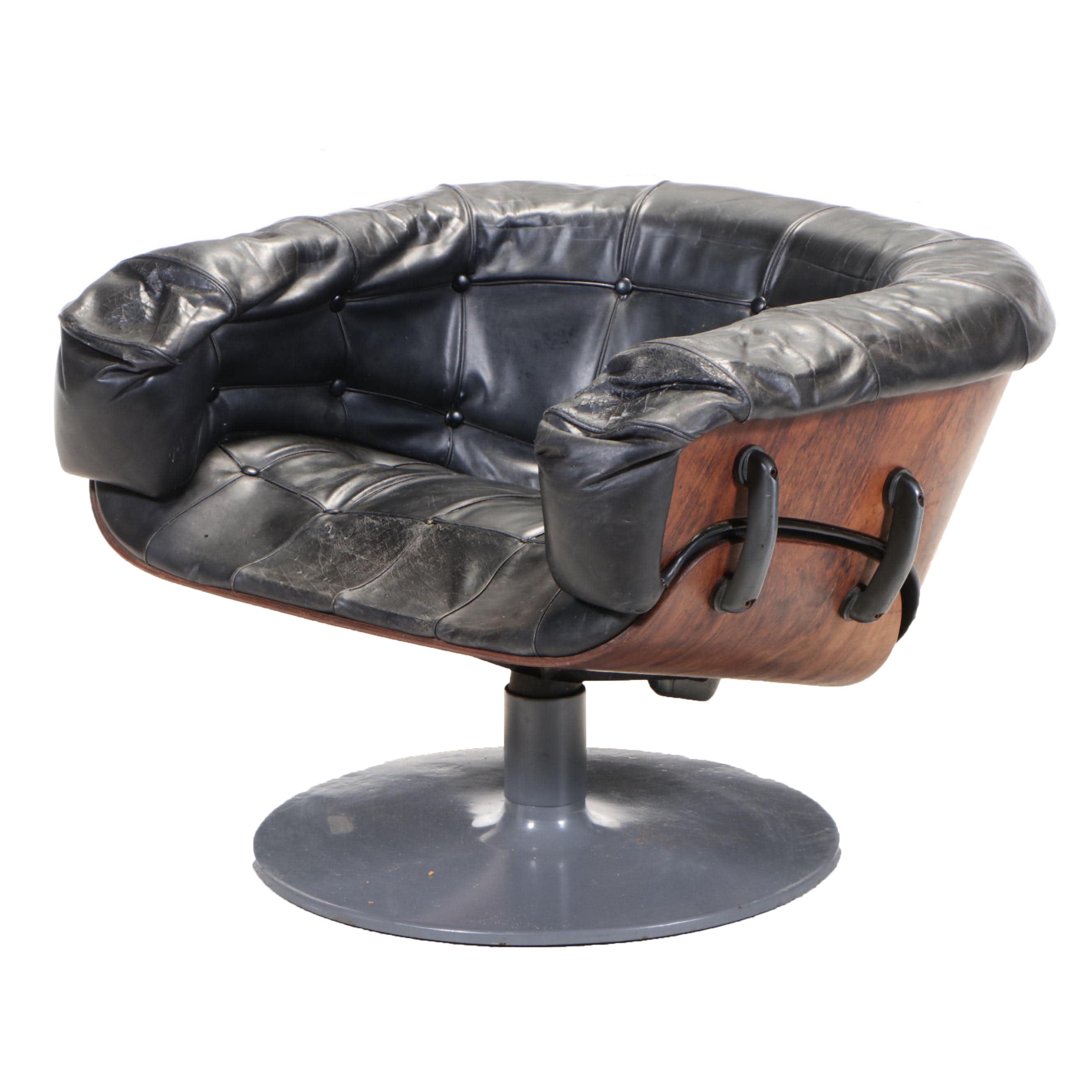 Martin Grierson for Arflex Laminated Rosewood and Leather "London" Lounge Chair