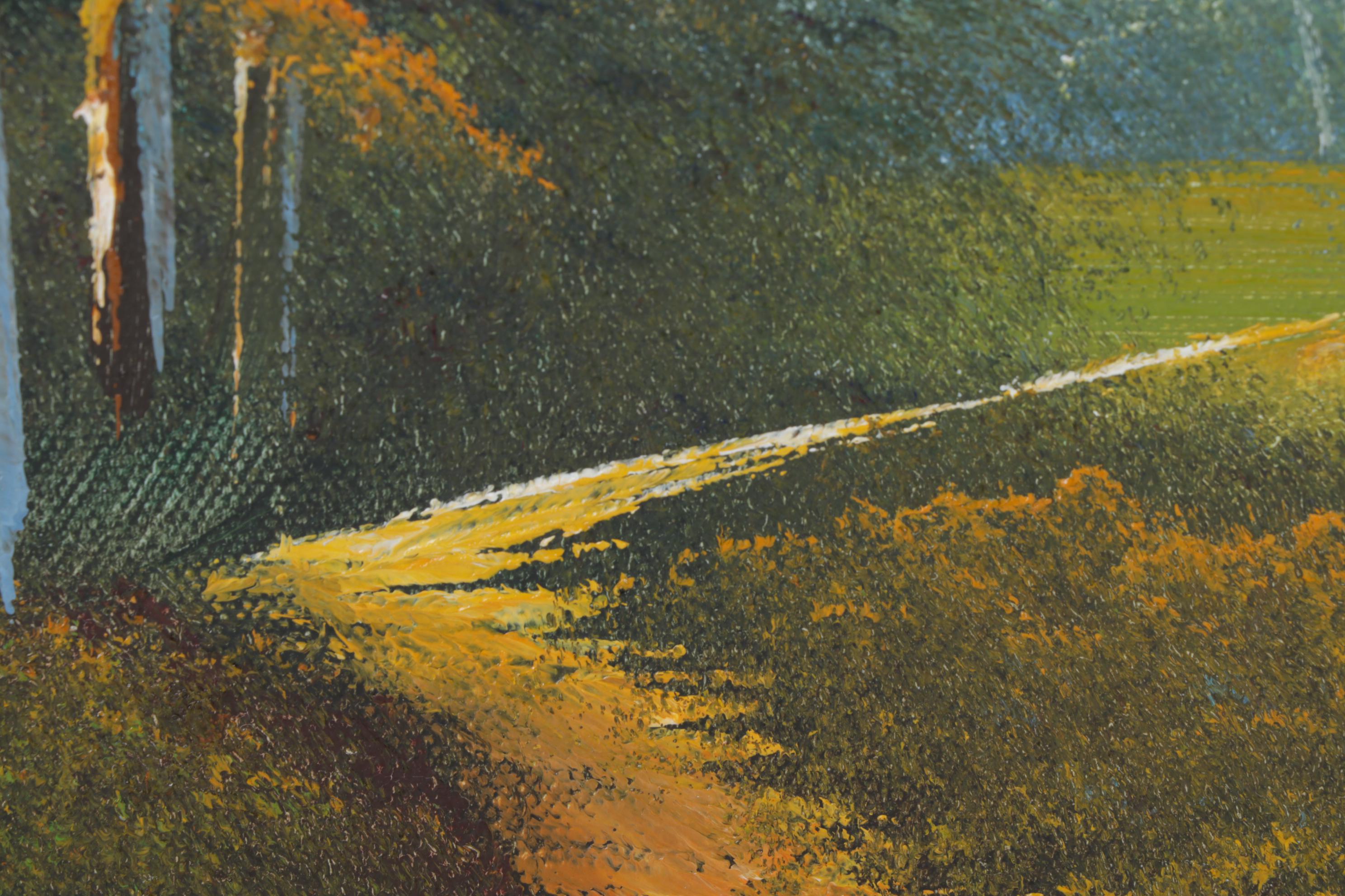 Pastoral Oil Paintings of Cottage Garden and Rural Walking Path