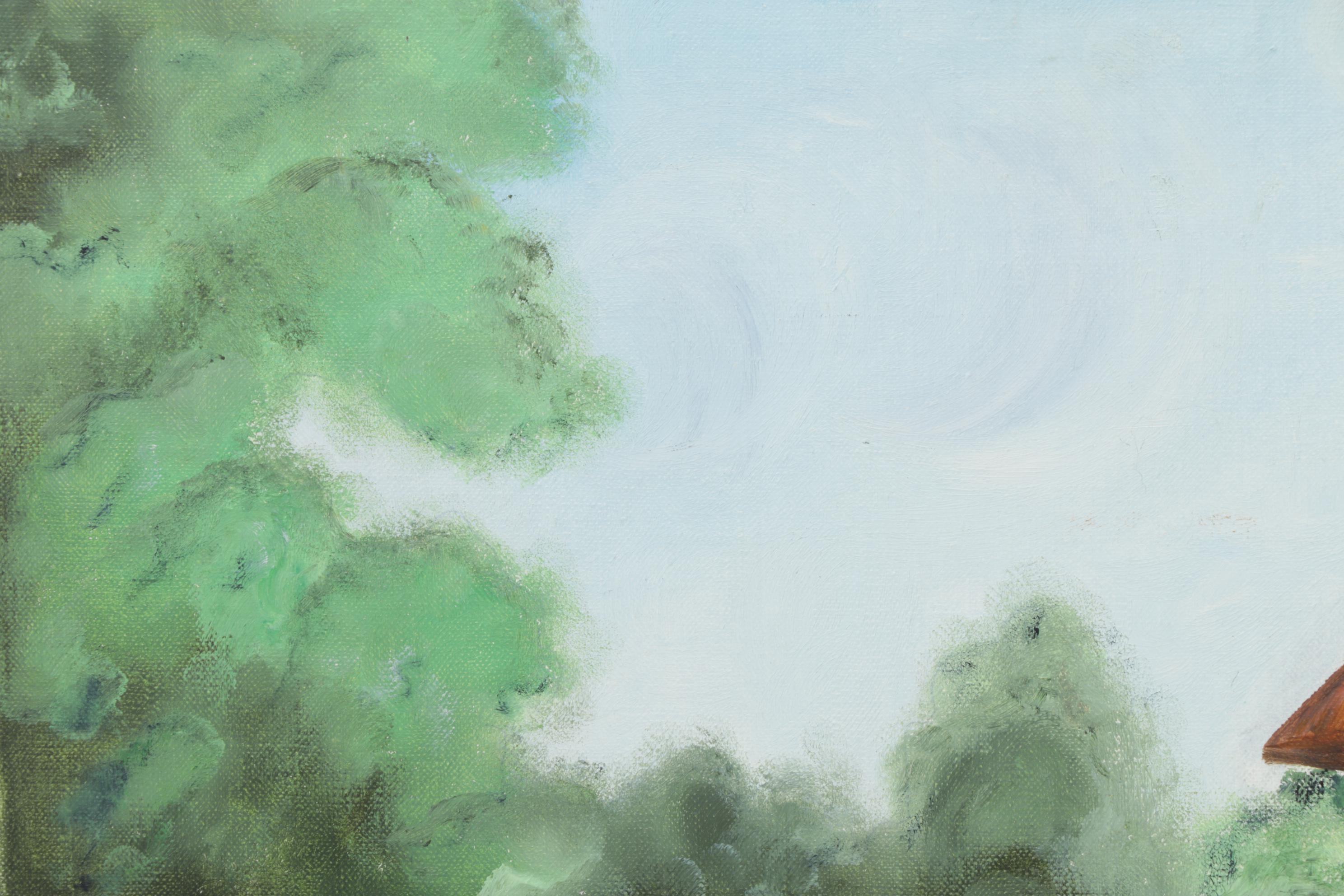 Pastoral Oil Paintings of Cottage Garden and Rural Walking Path