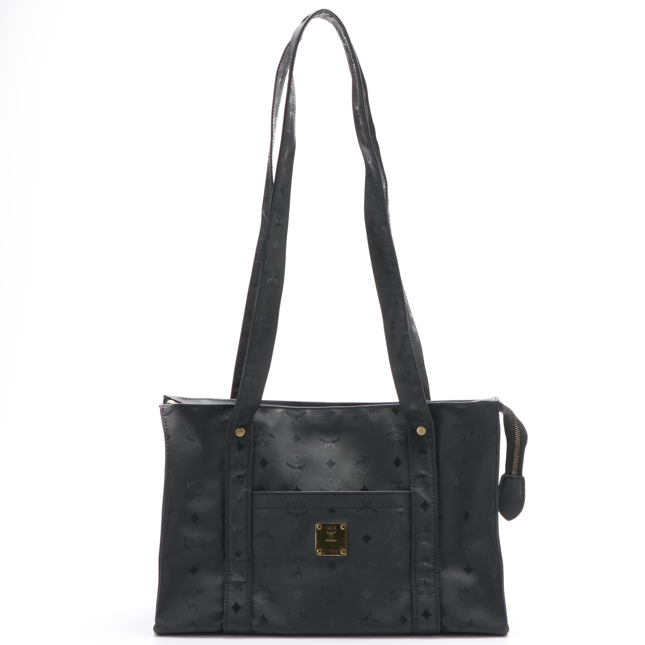 MCM Shoulder Tote Bag in Black Visetos Nylon