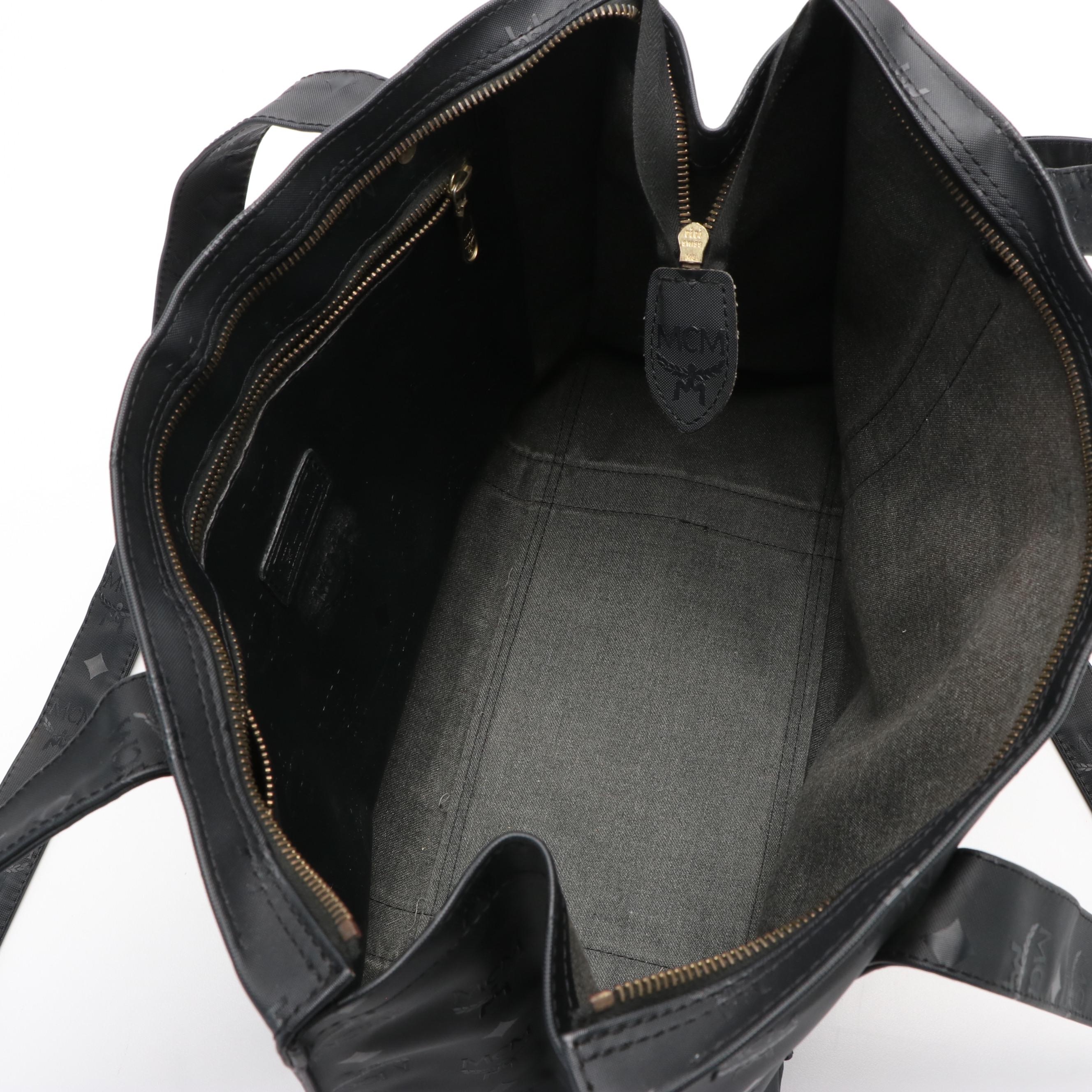 MCM Shoulder Tote Bag in Black Visetos Nylon