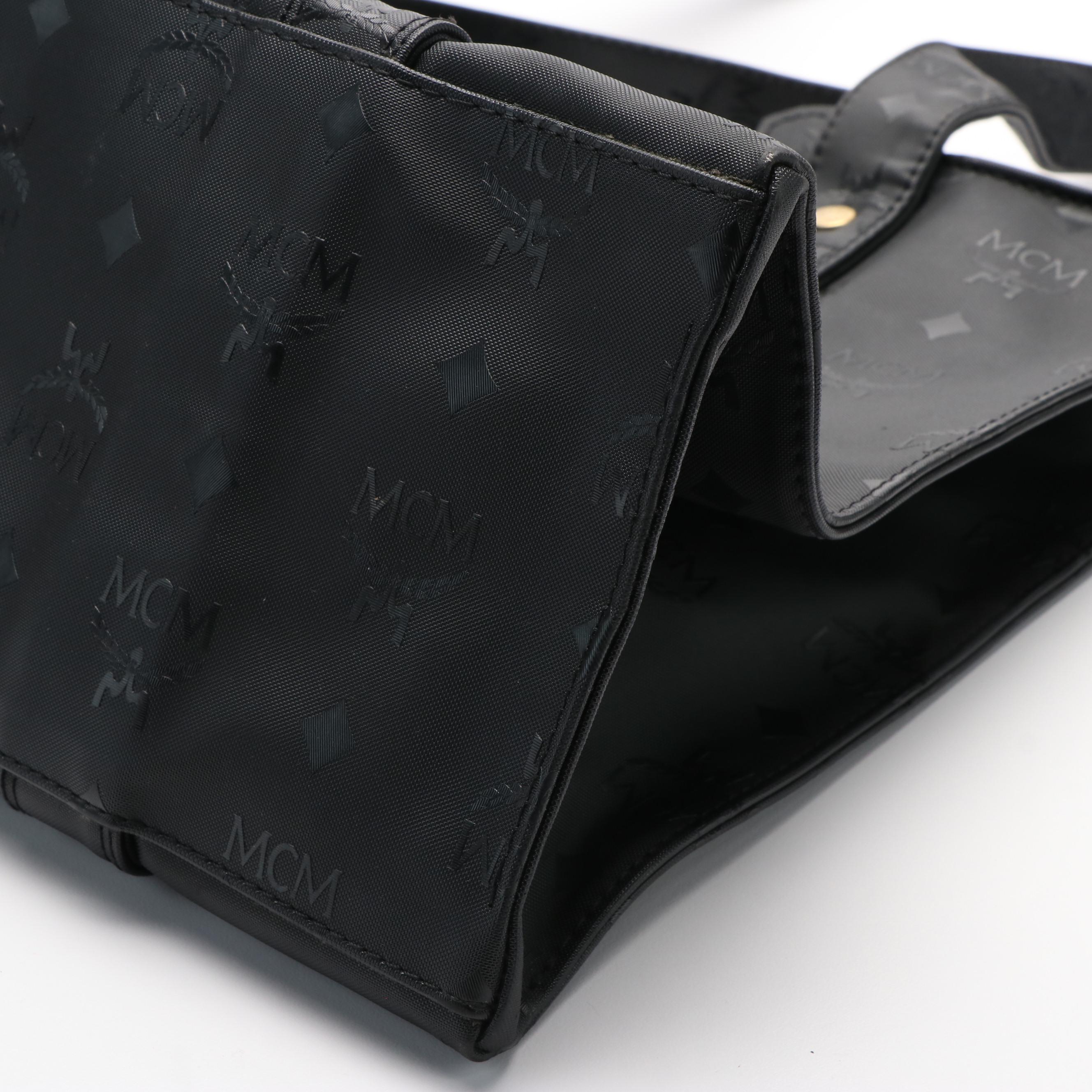 MCM Shoulder Tote Bag in Black Visetos Nylon
