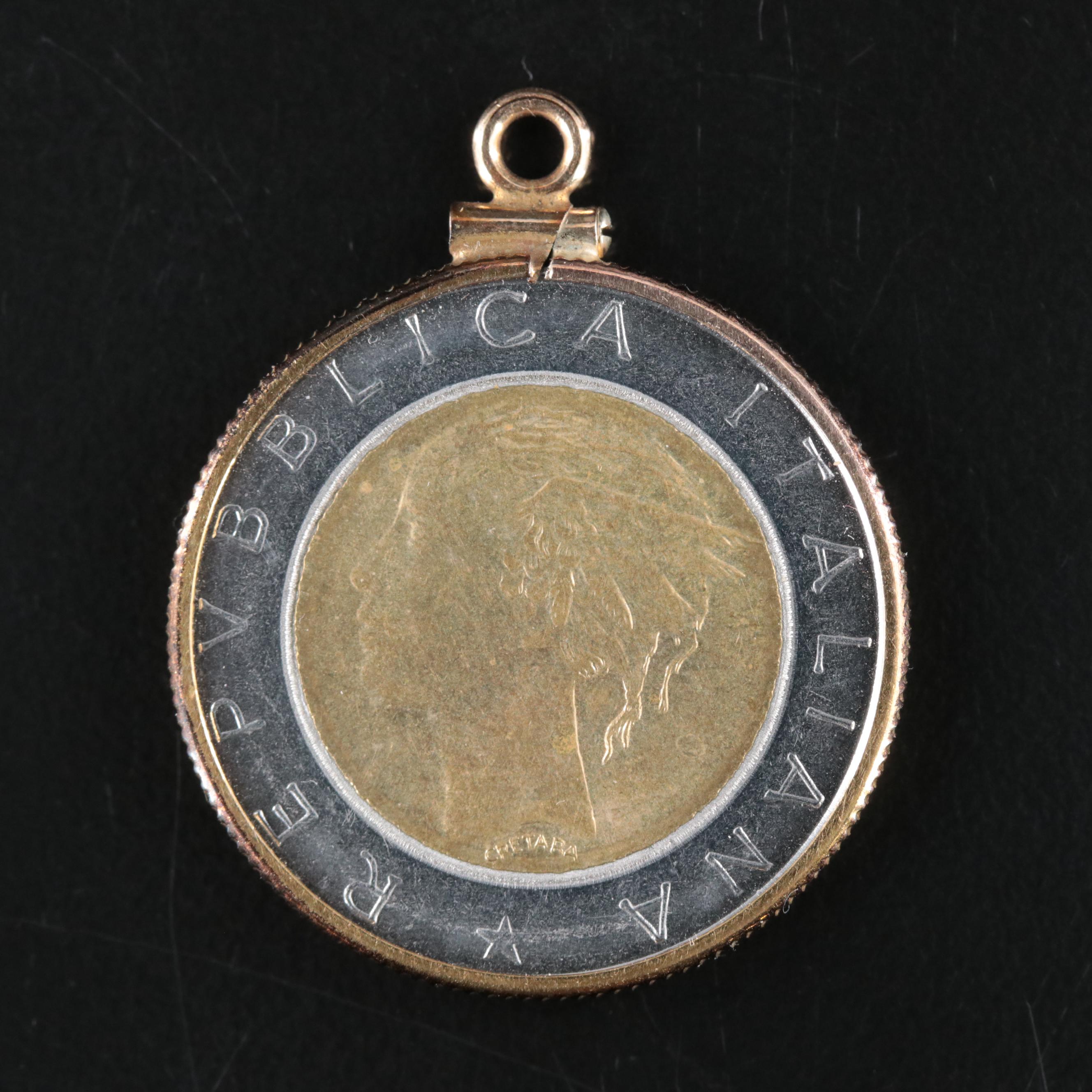 1985 Italian 500 Lire Coin Pendant