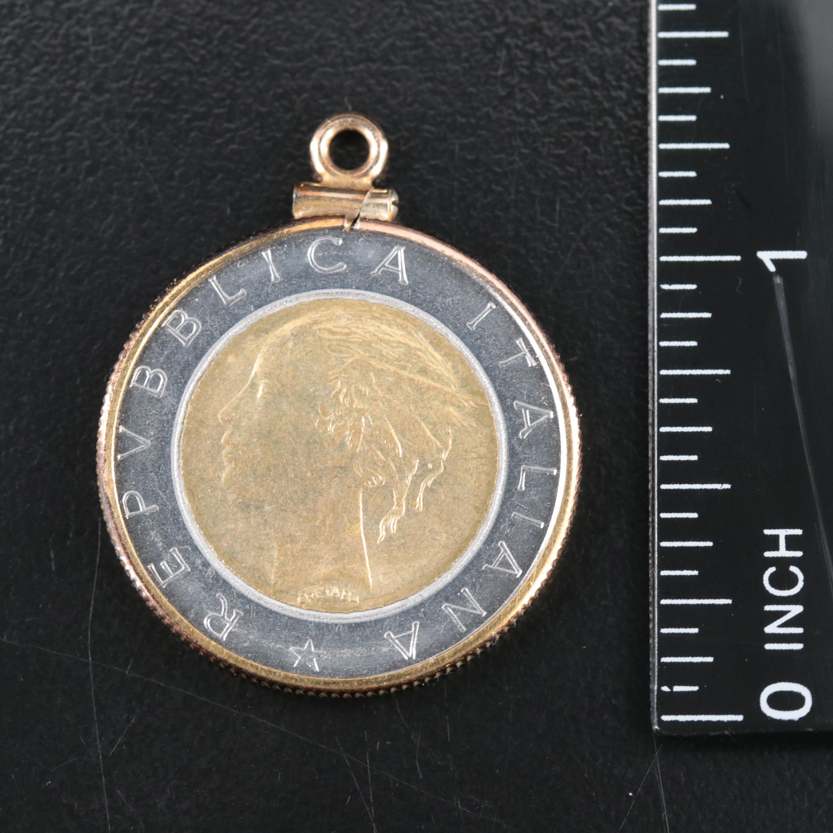 1985 Italian 500 Lire Coin Pendant