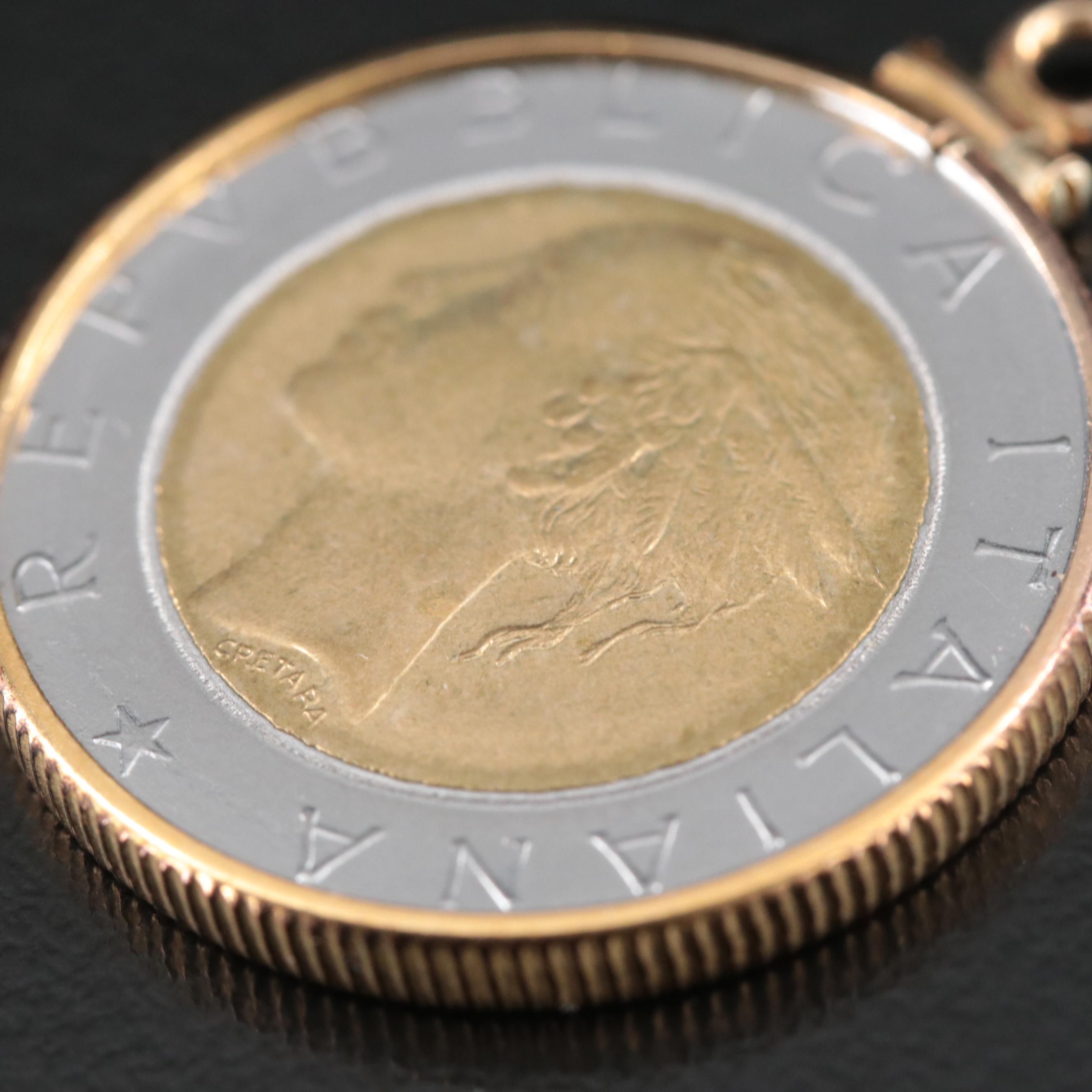 1985 Italian 500 Lire Coin Pendant