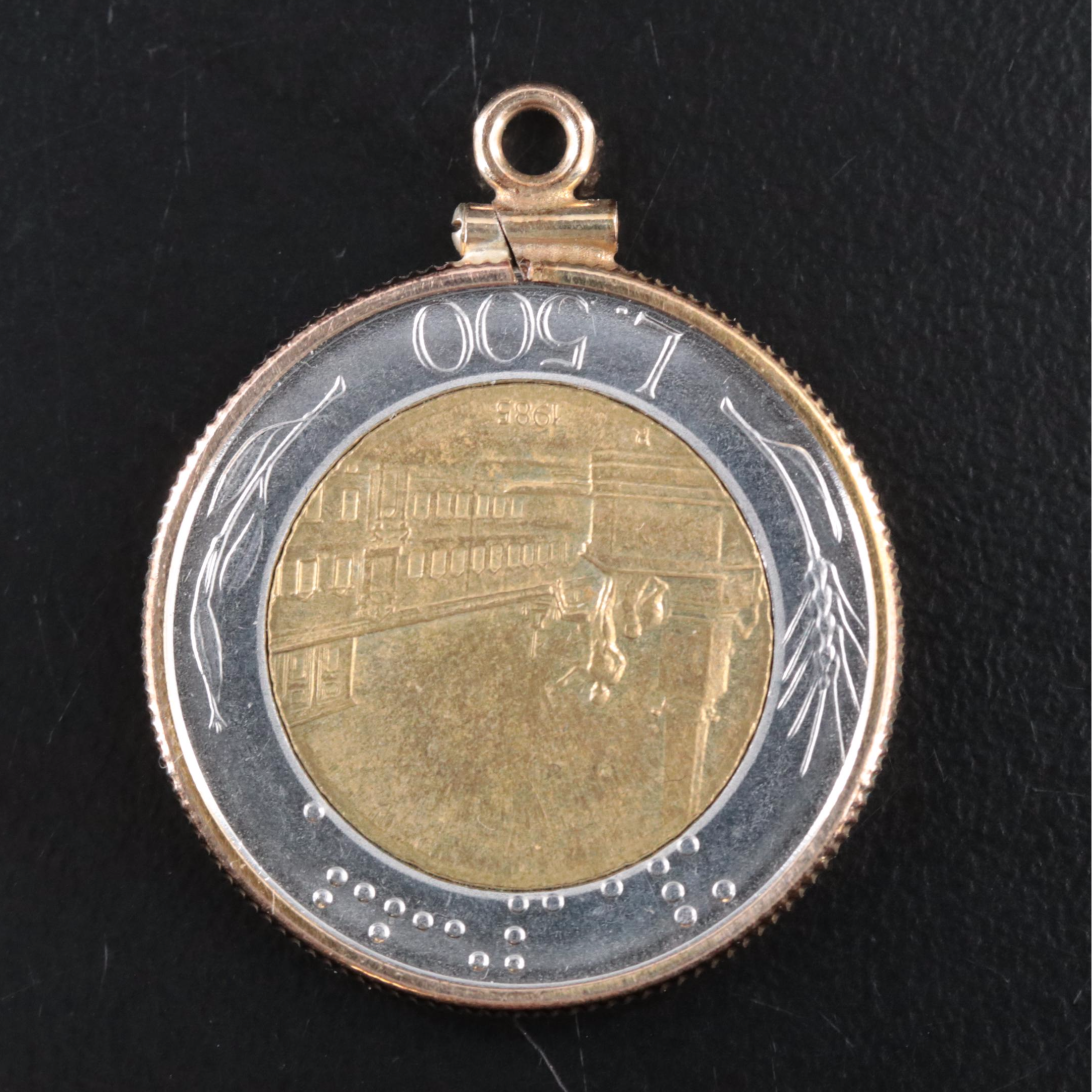 1985 Italian 500 Lire Coin Pendant