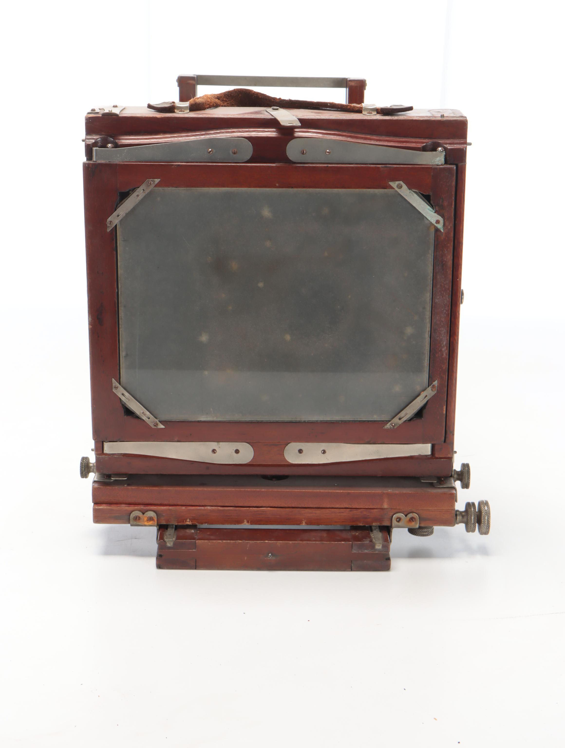 Large Format Antique Bellows Camera With Film Plates, Box and More