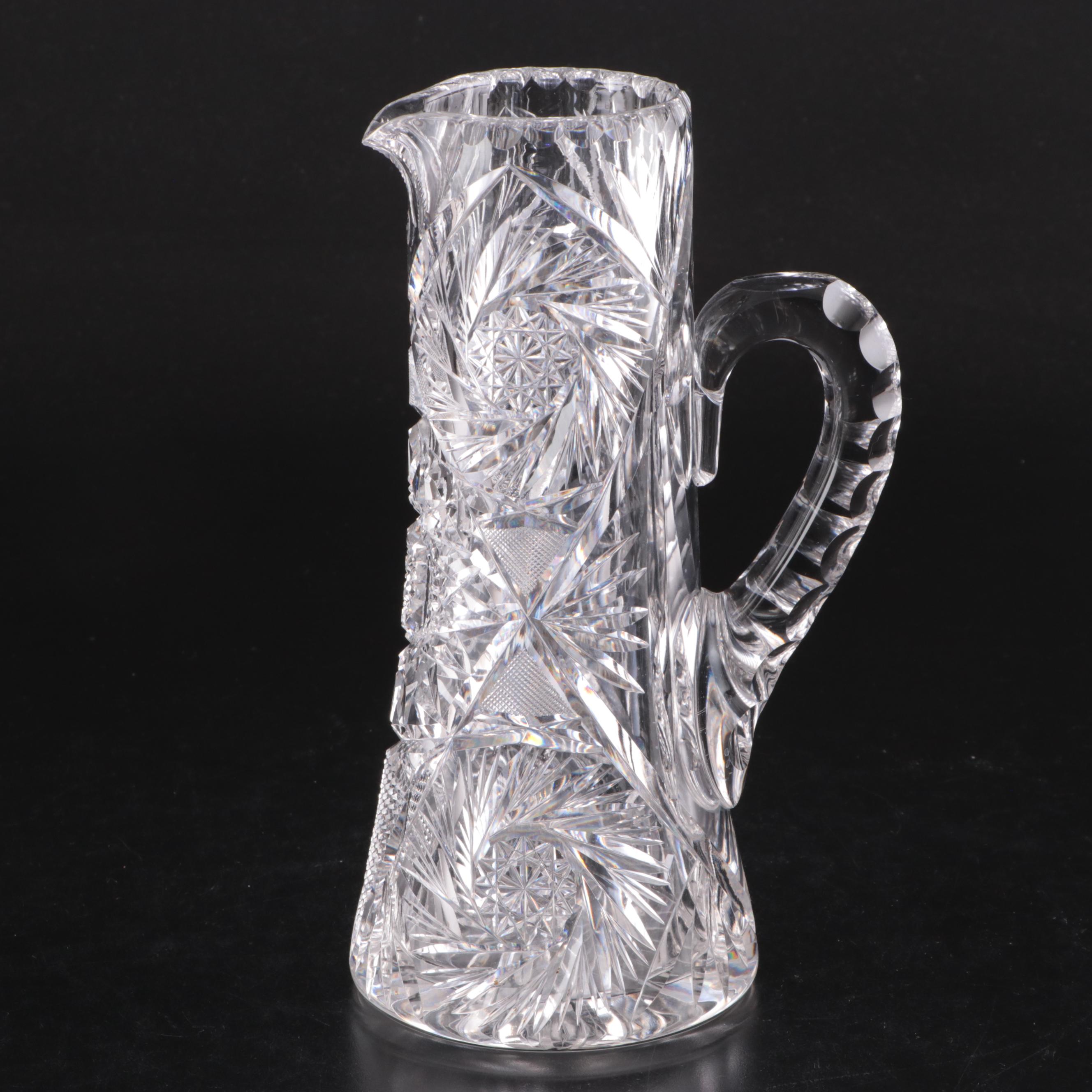 American Brilliant Period Cut Glass Pitcher, Dish and Divided Dish
