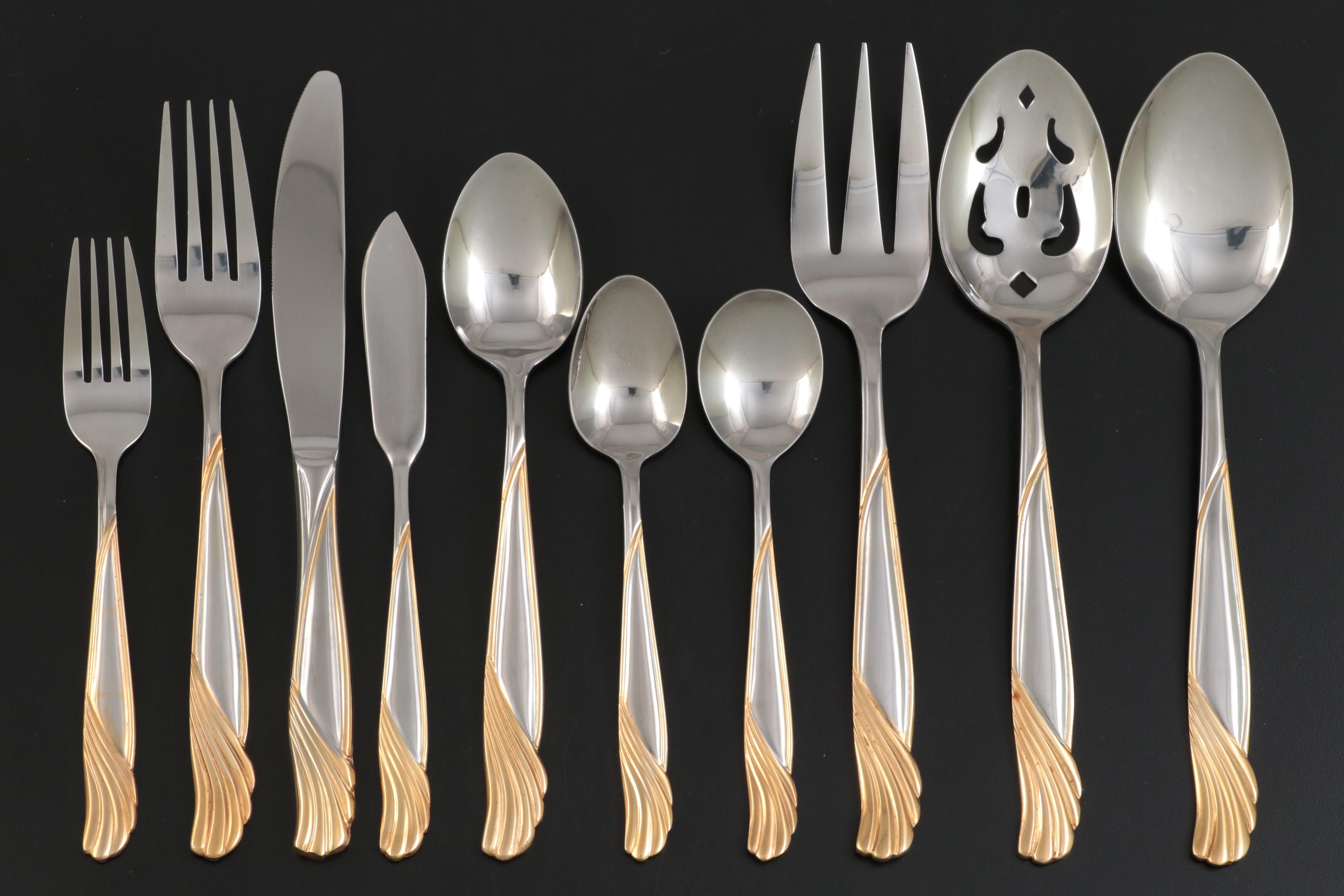Cambridge Silvermiths "Gold Florentine" Stainless Flatware
