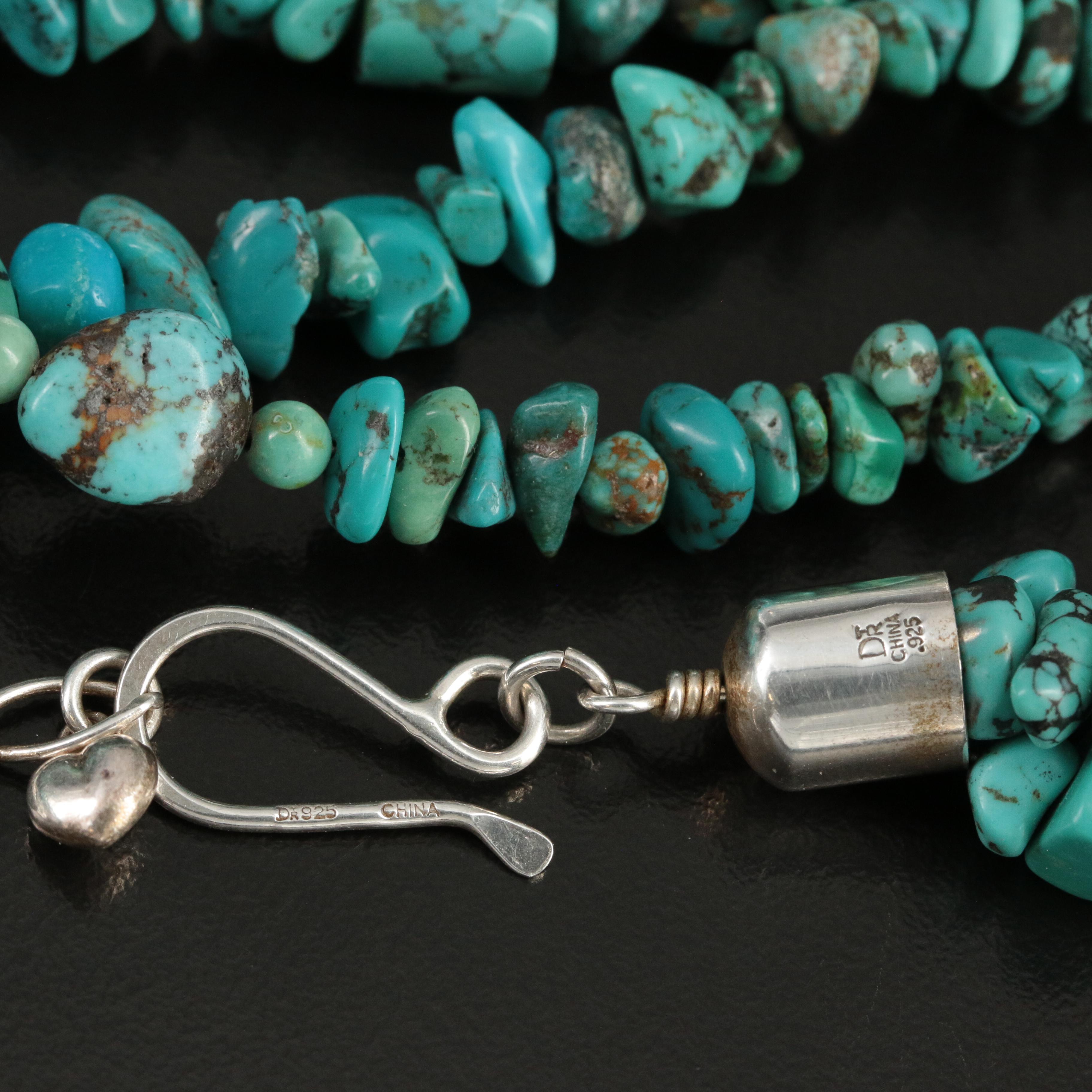 Desert Rose Trading Co. Composite Turquoise and Turquoise Necklace with Sterling