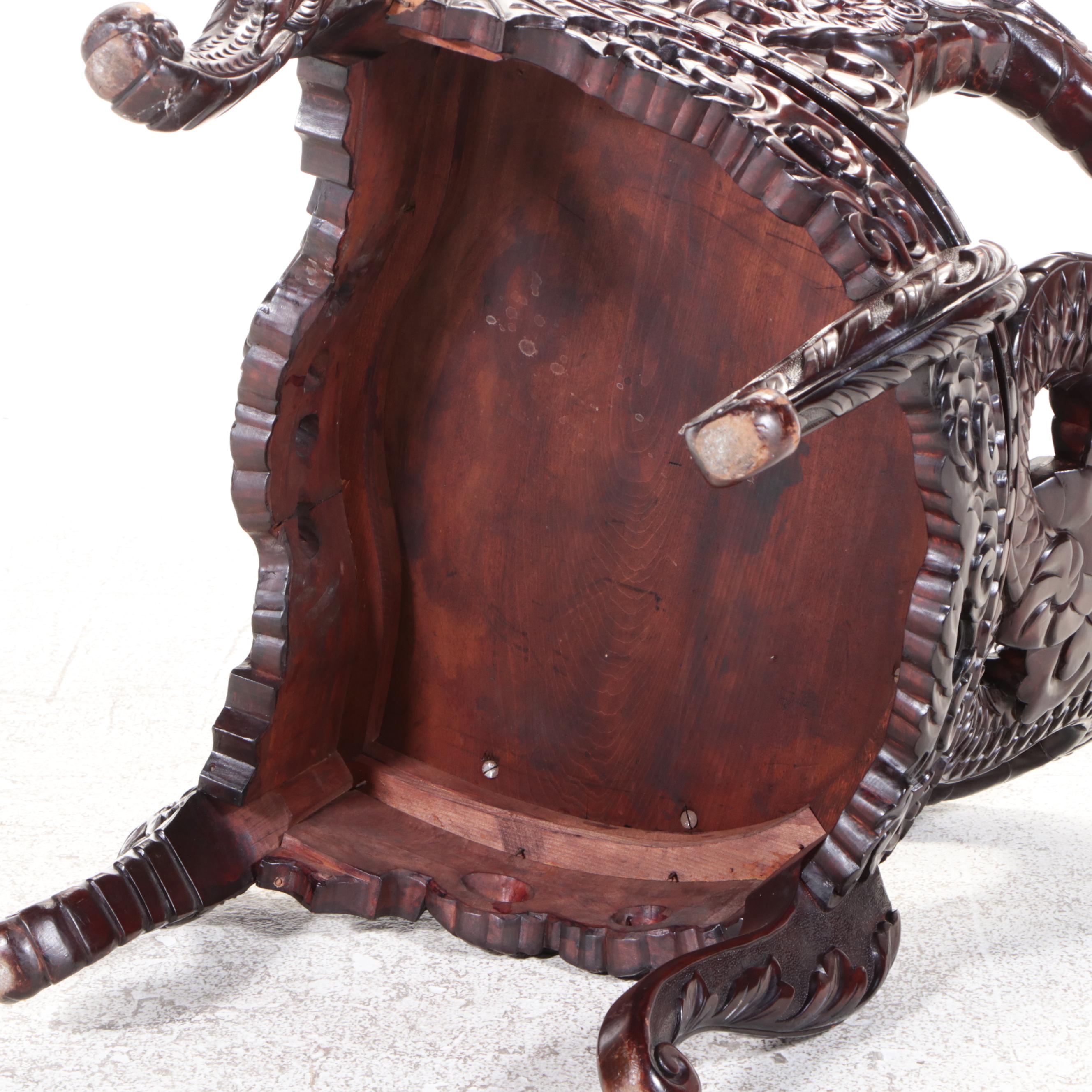 Chinese Carved Hardwood Dragon Throne Chair