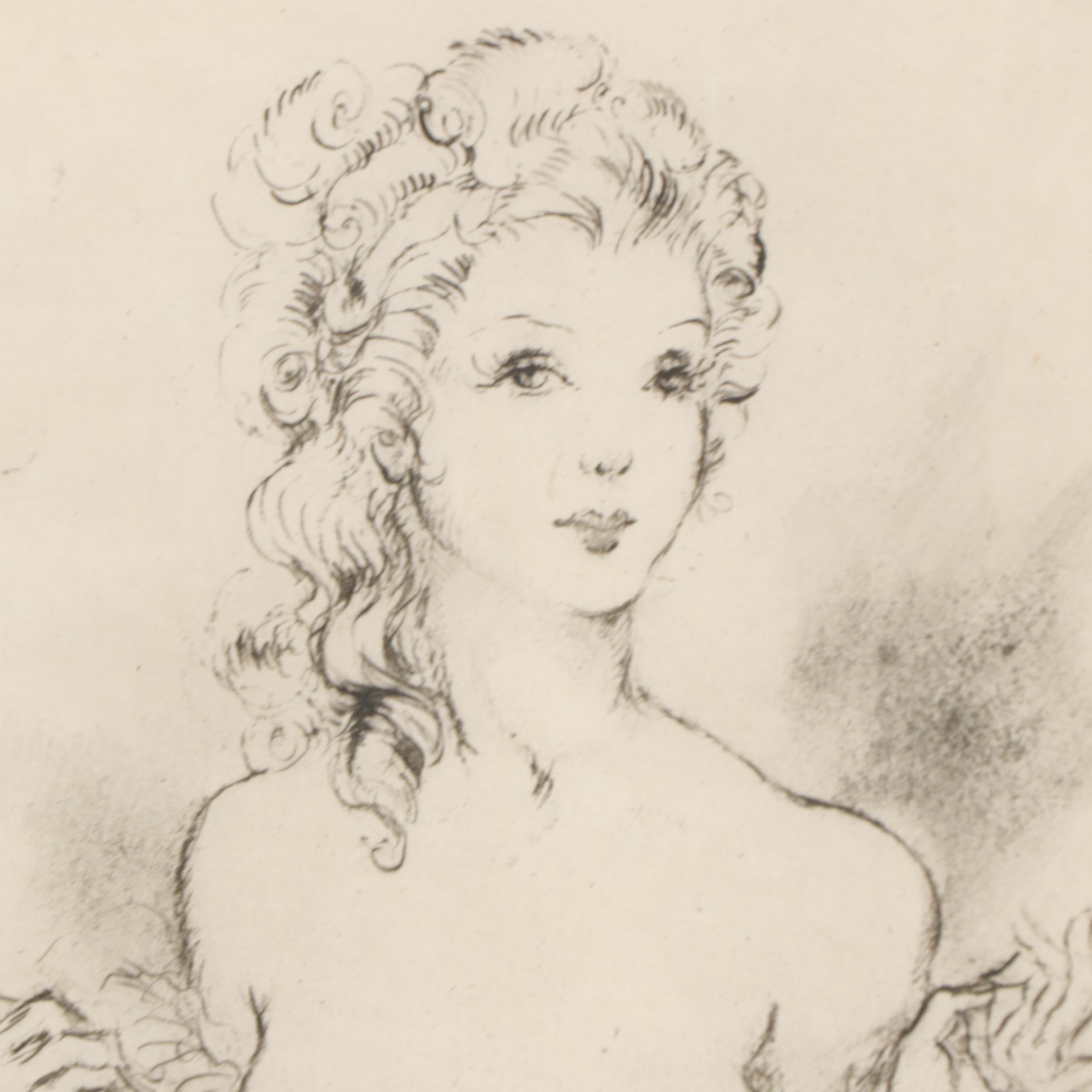 Louis Icart Etching Bookplate from "Félicia ou Mes Fredaines," 1947